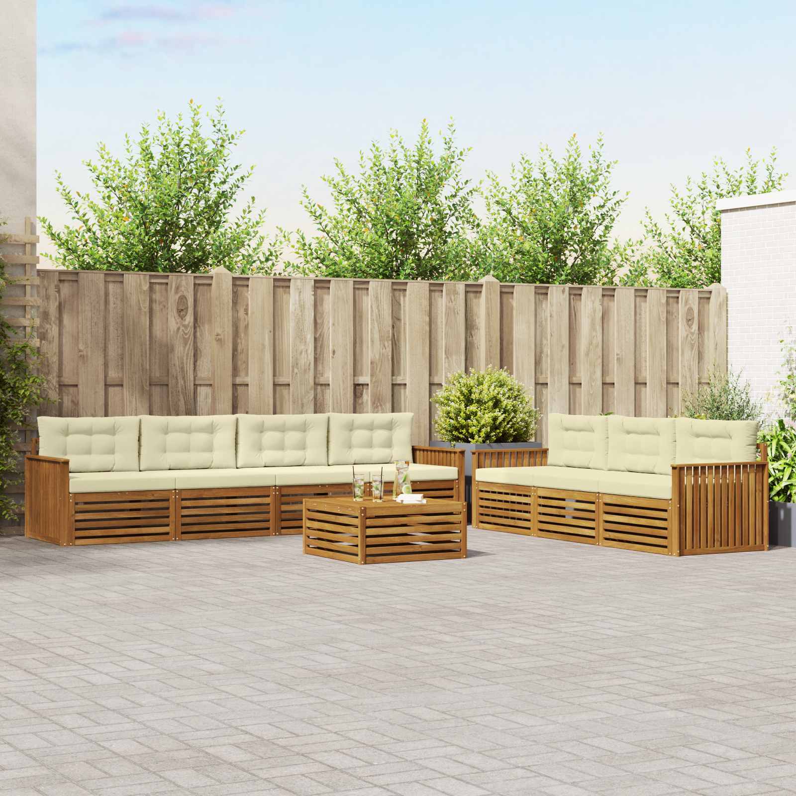 vidaXL Buiten bankenset 8 pcs Naturel