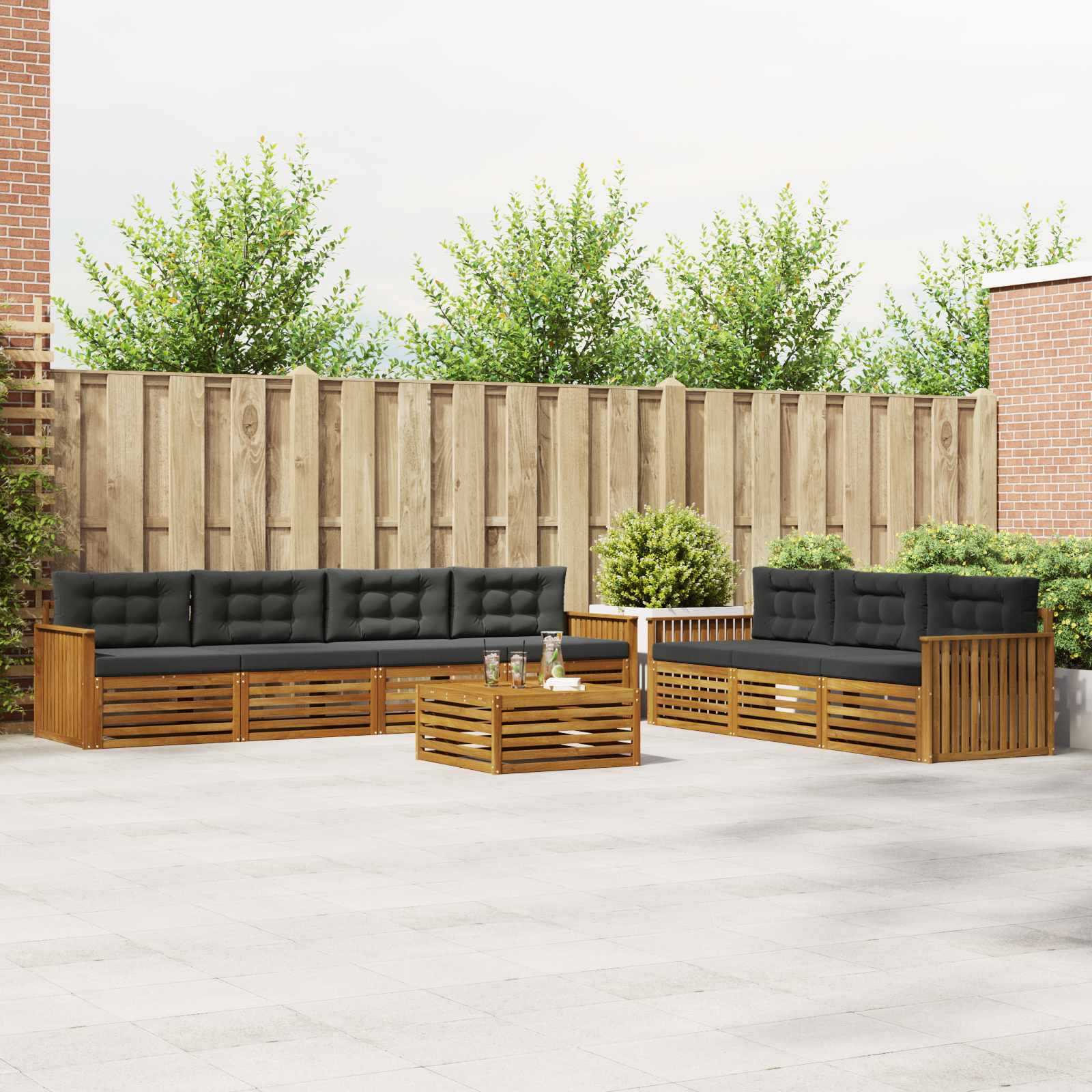 vidaXL Buiten bankenset 8 pcs Naturel