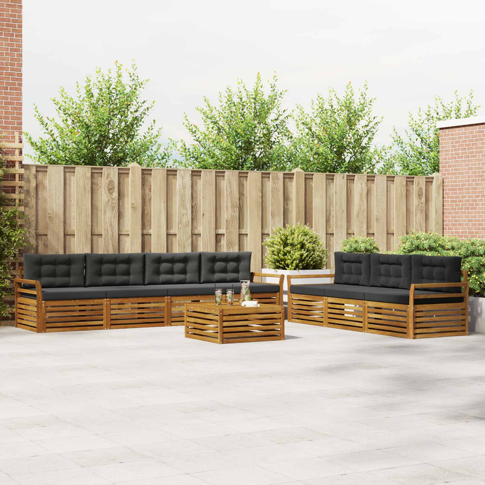 vidaXL Buiten bankenset 8 pcs Naturel