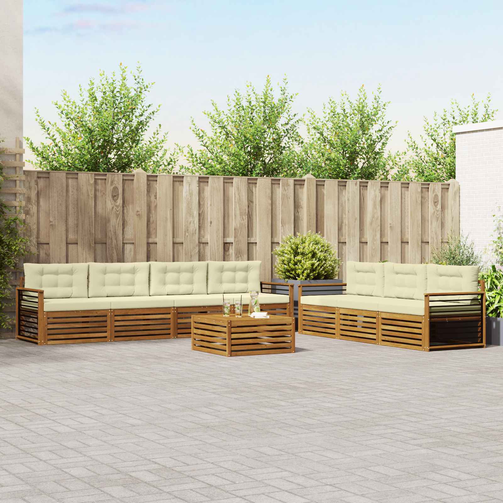 vidaXL Buiten bankenset 8 pcs Naturel
