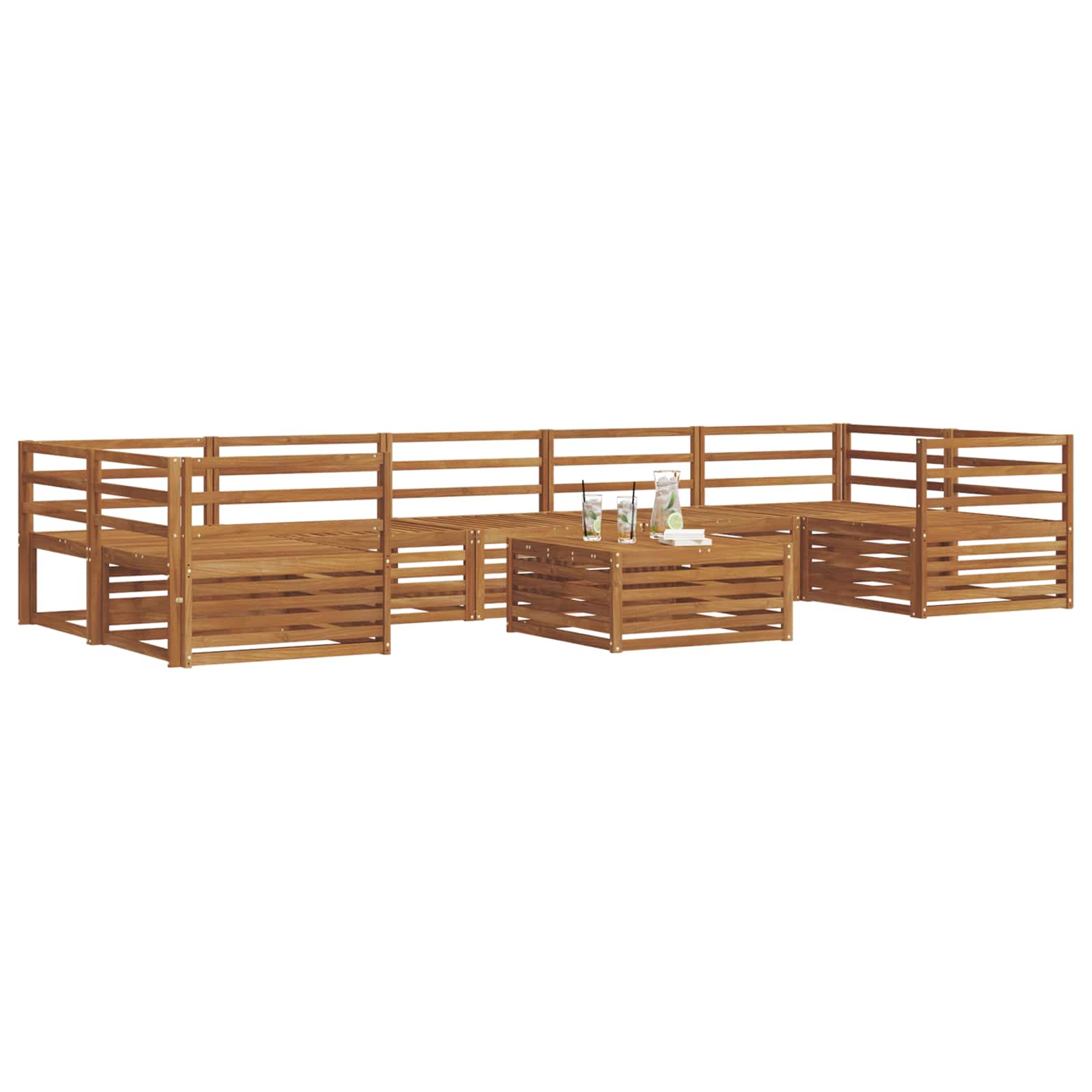 vidaXL Buiten bankenset 8 pcs Naturel