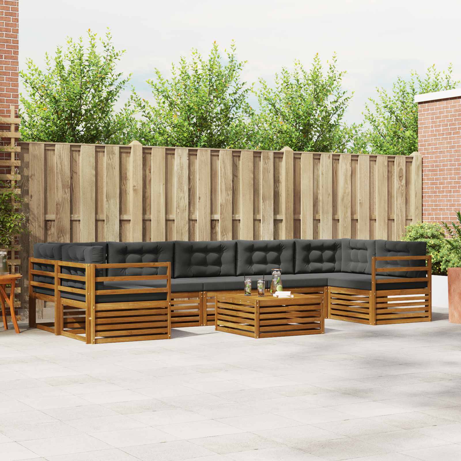vidaXL Buiten bankenset 8 pcs Naturel