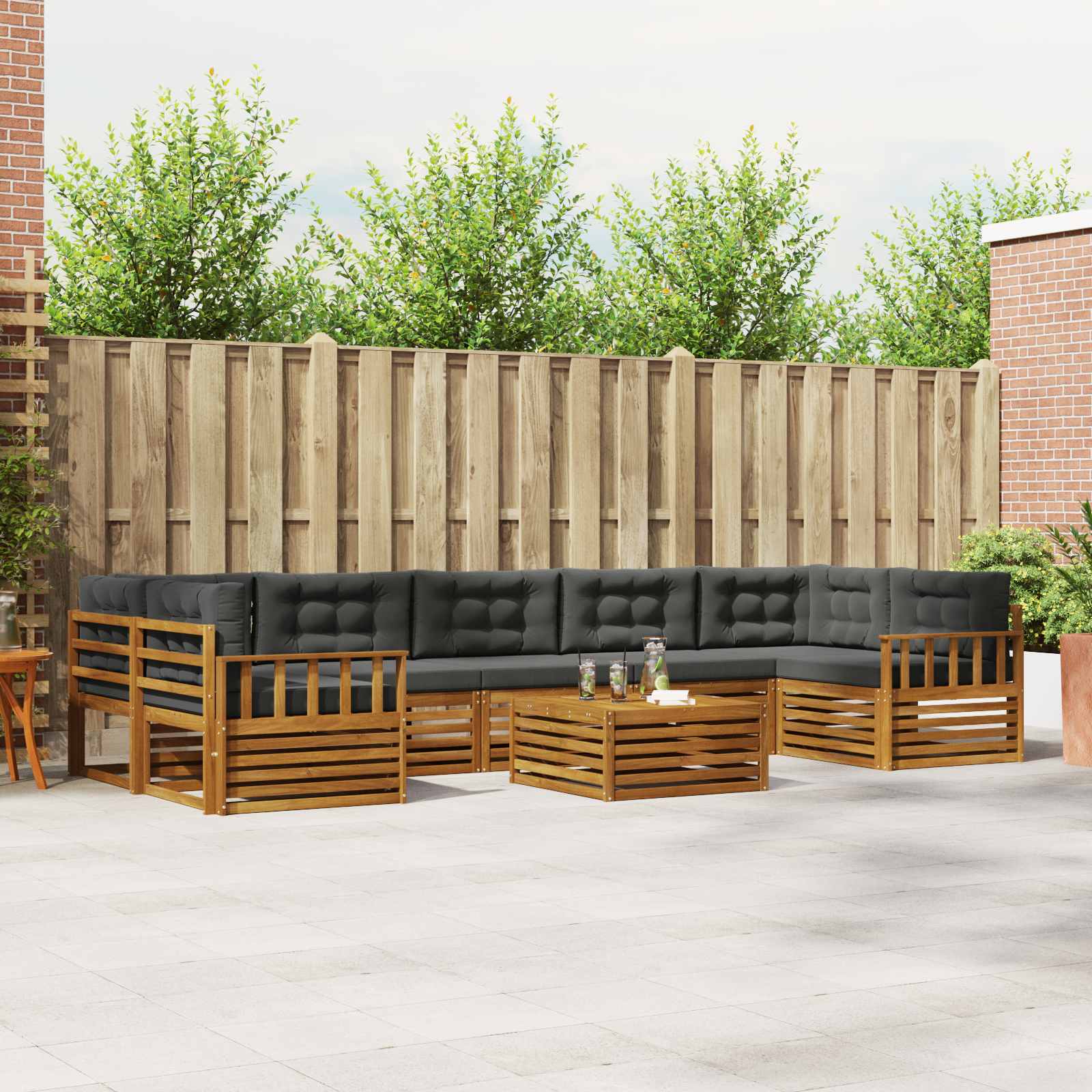 vidaXL Buiten bankenset 8 pcs Naturel