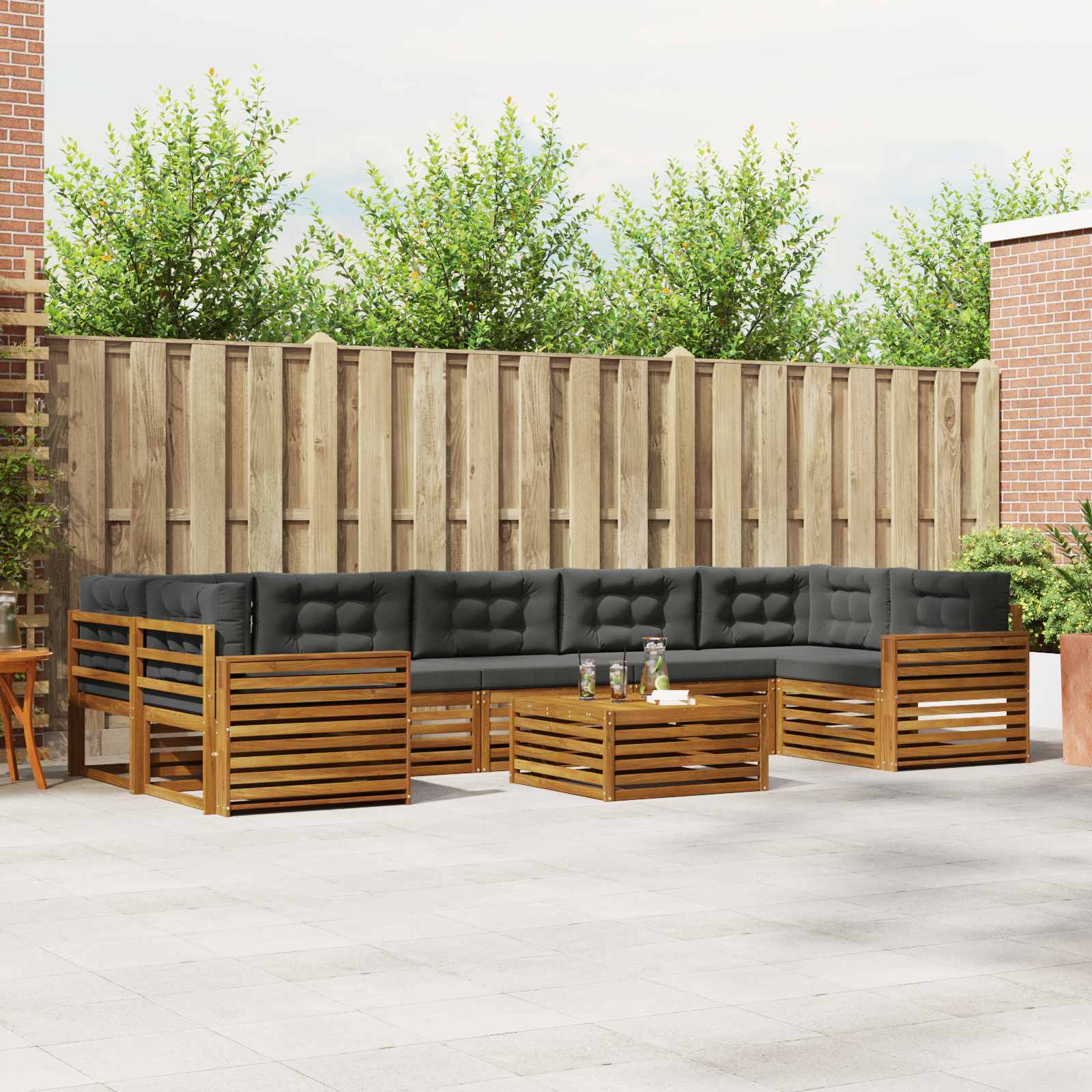 vidaXL Buiten bankenset 8 pcs Naturel