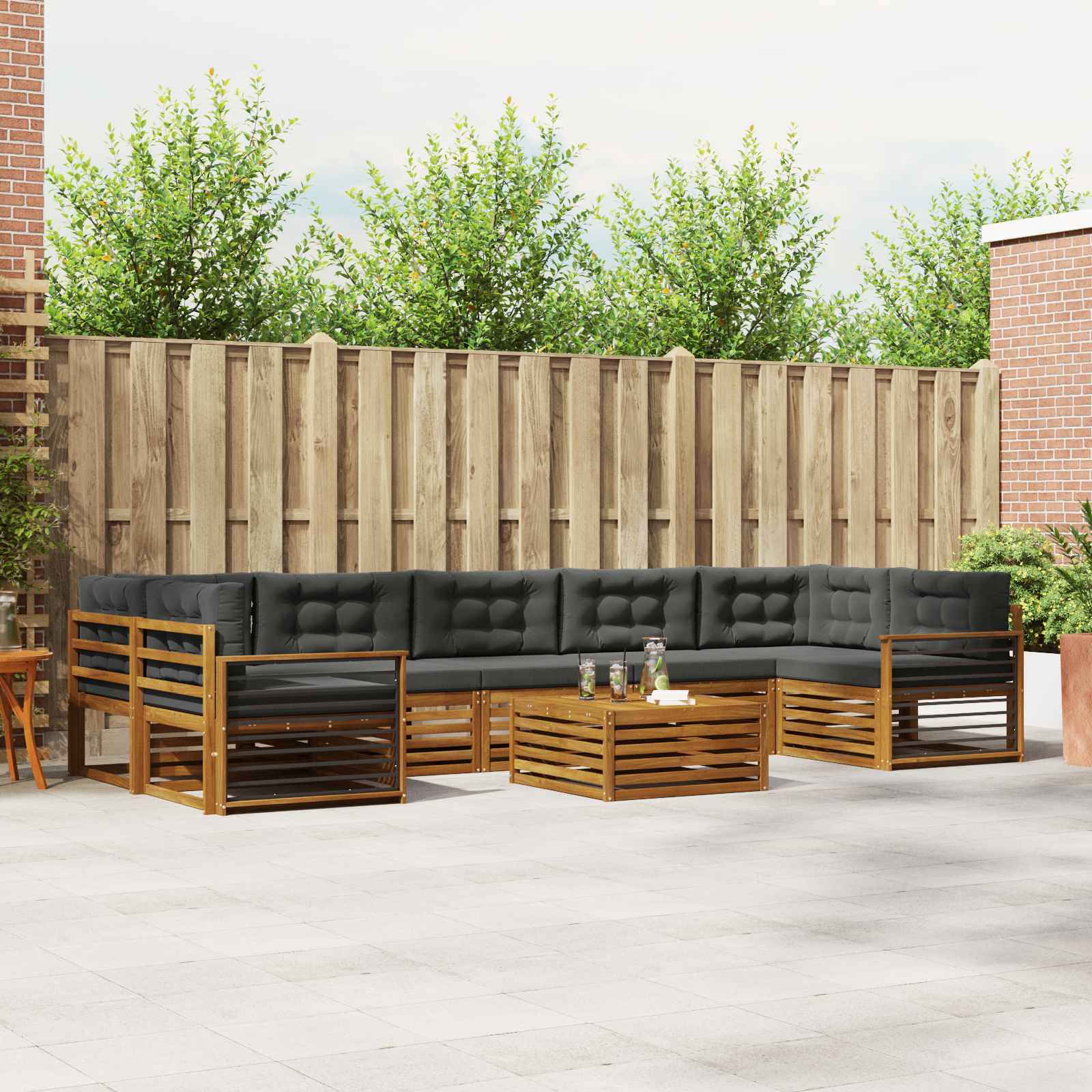 vidaXL Buiten bankenset 8 pcs Naturel