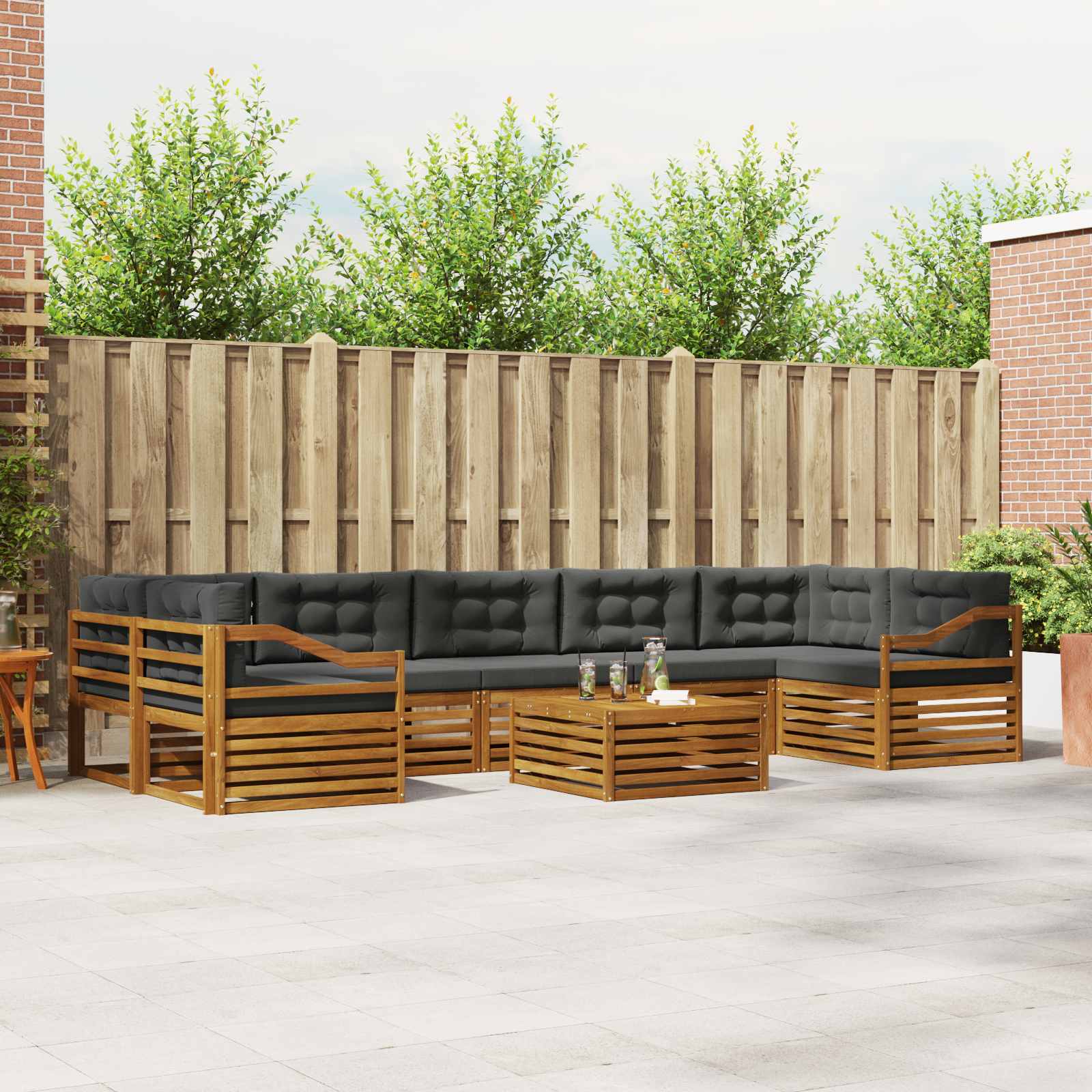 vidaXL Buiten bankenset 8 pcs Naturel