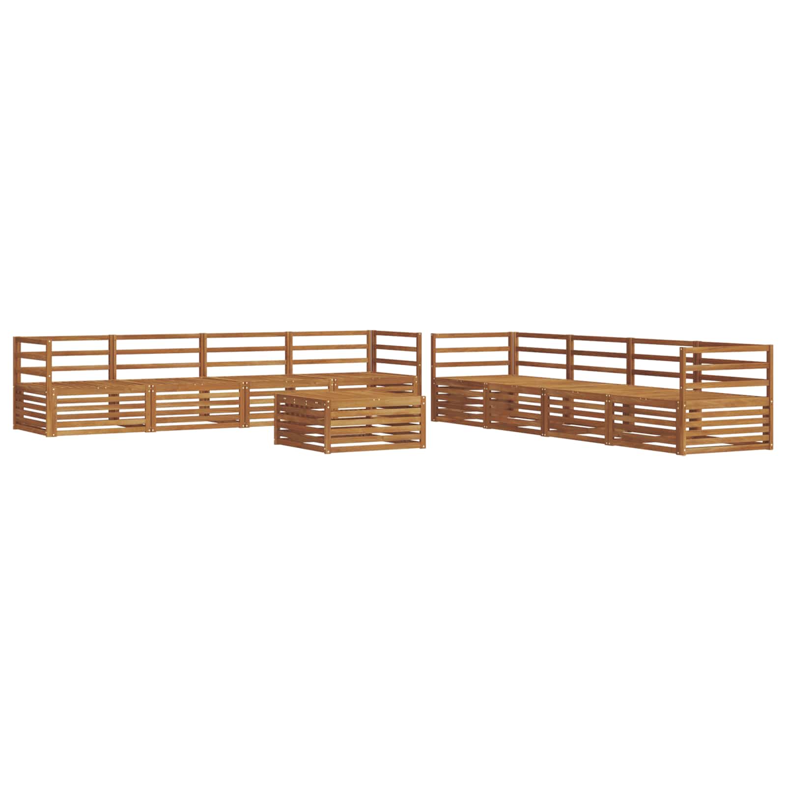 vidaXL Buiten bankenset 9 pcs Naturel