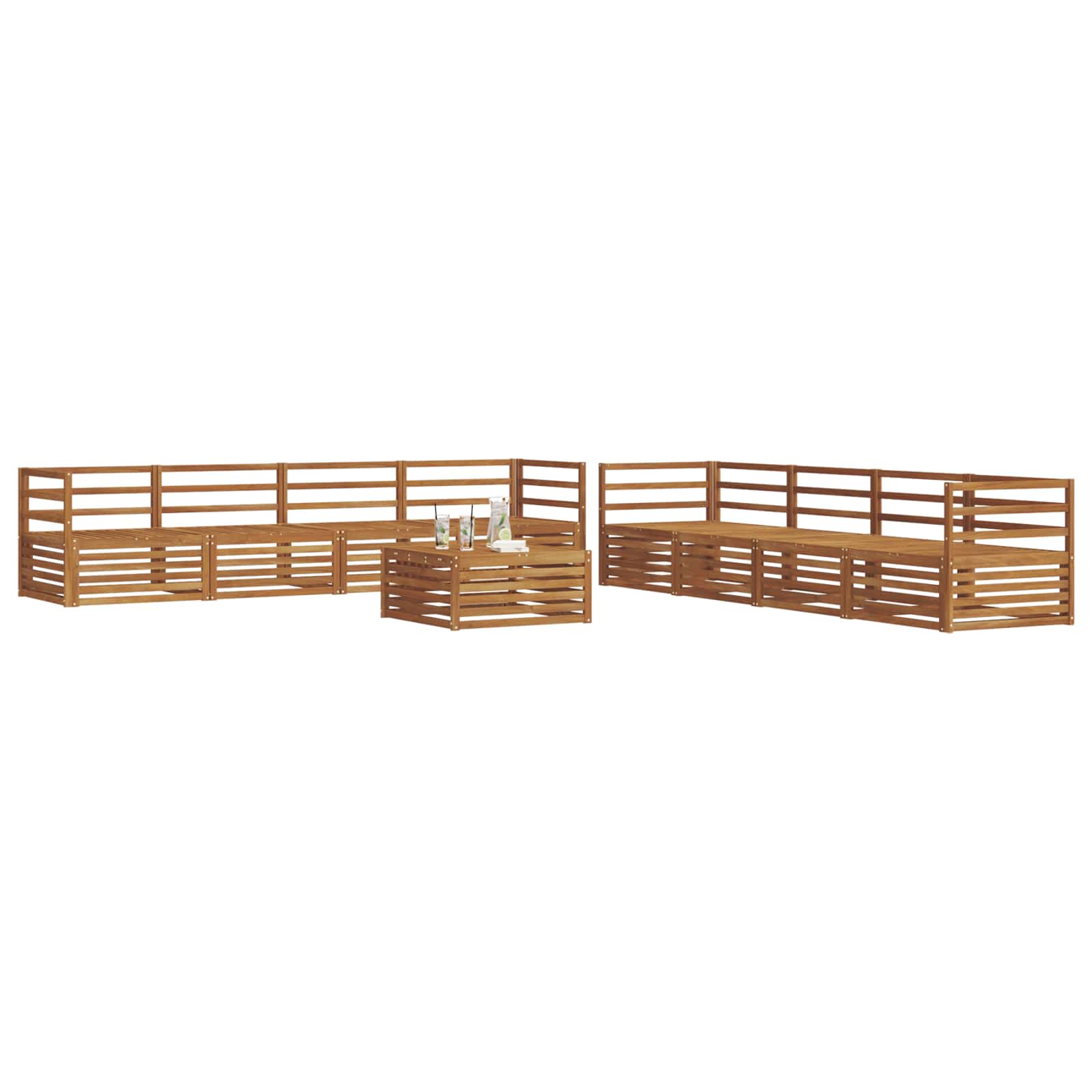 vidaXL Buiten bankenset 9 pcs Naturel
