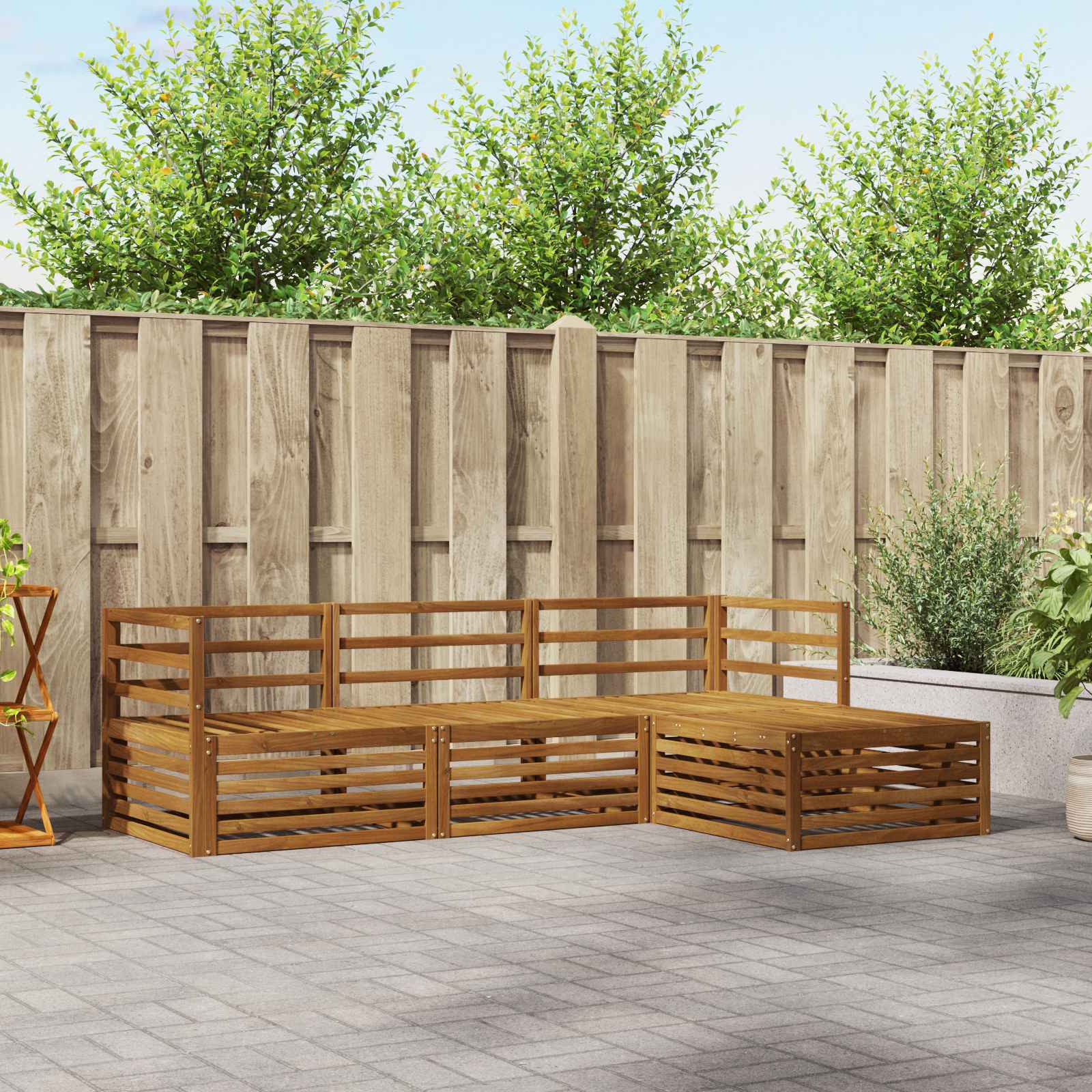 vidaXL Buiten bankenset 4 pcs Naturel