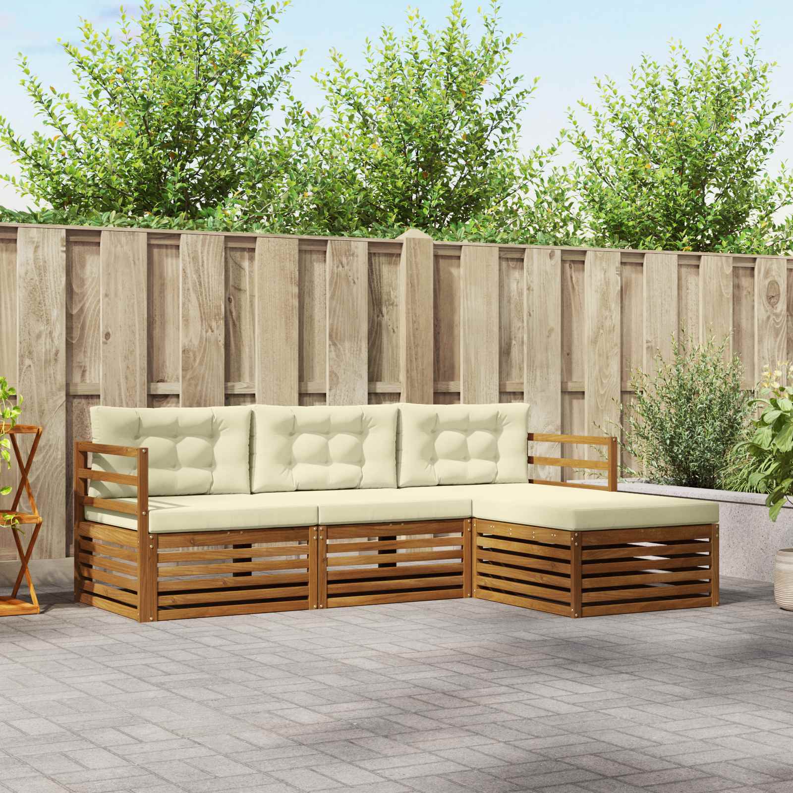 vidaXL Buiten bankenset 4 pcs Naturel