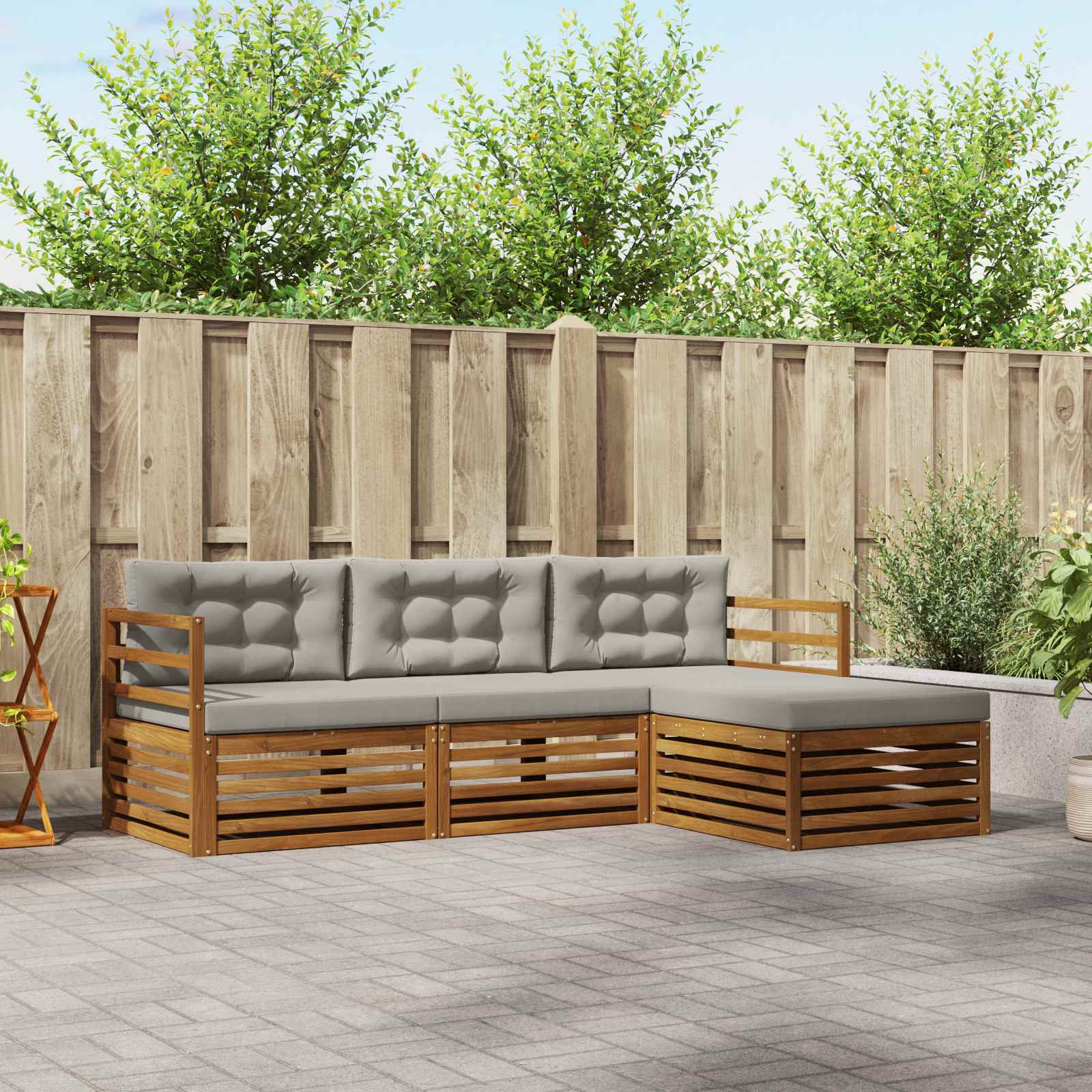 vidaXL Buiten bankenset 4 pcs Naturel
