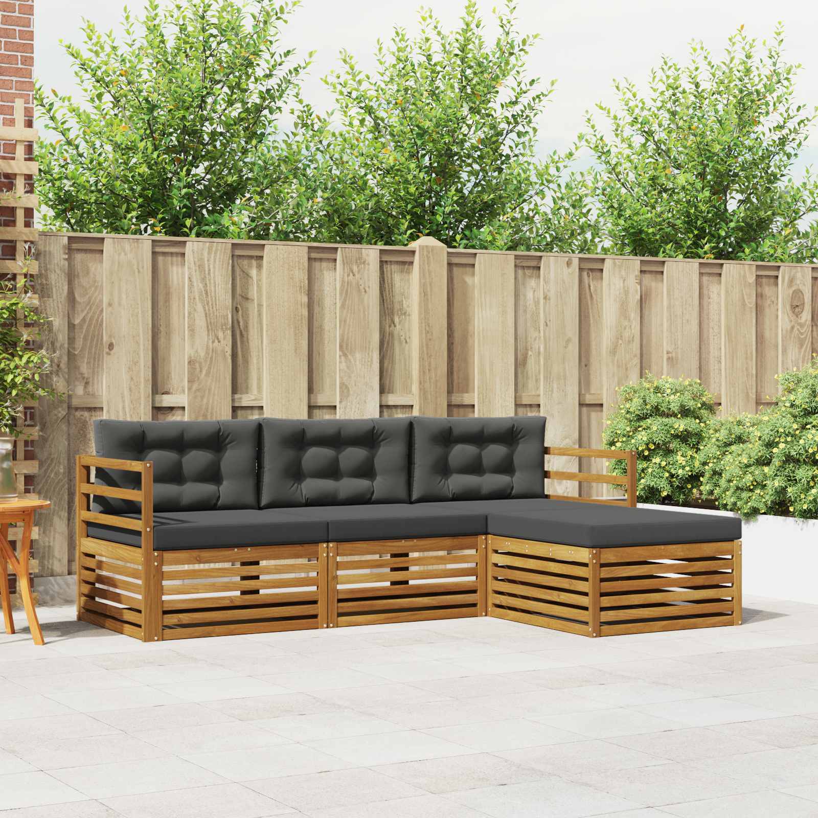 vidaXL Buiten bankenset 4 pcs Naturel
