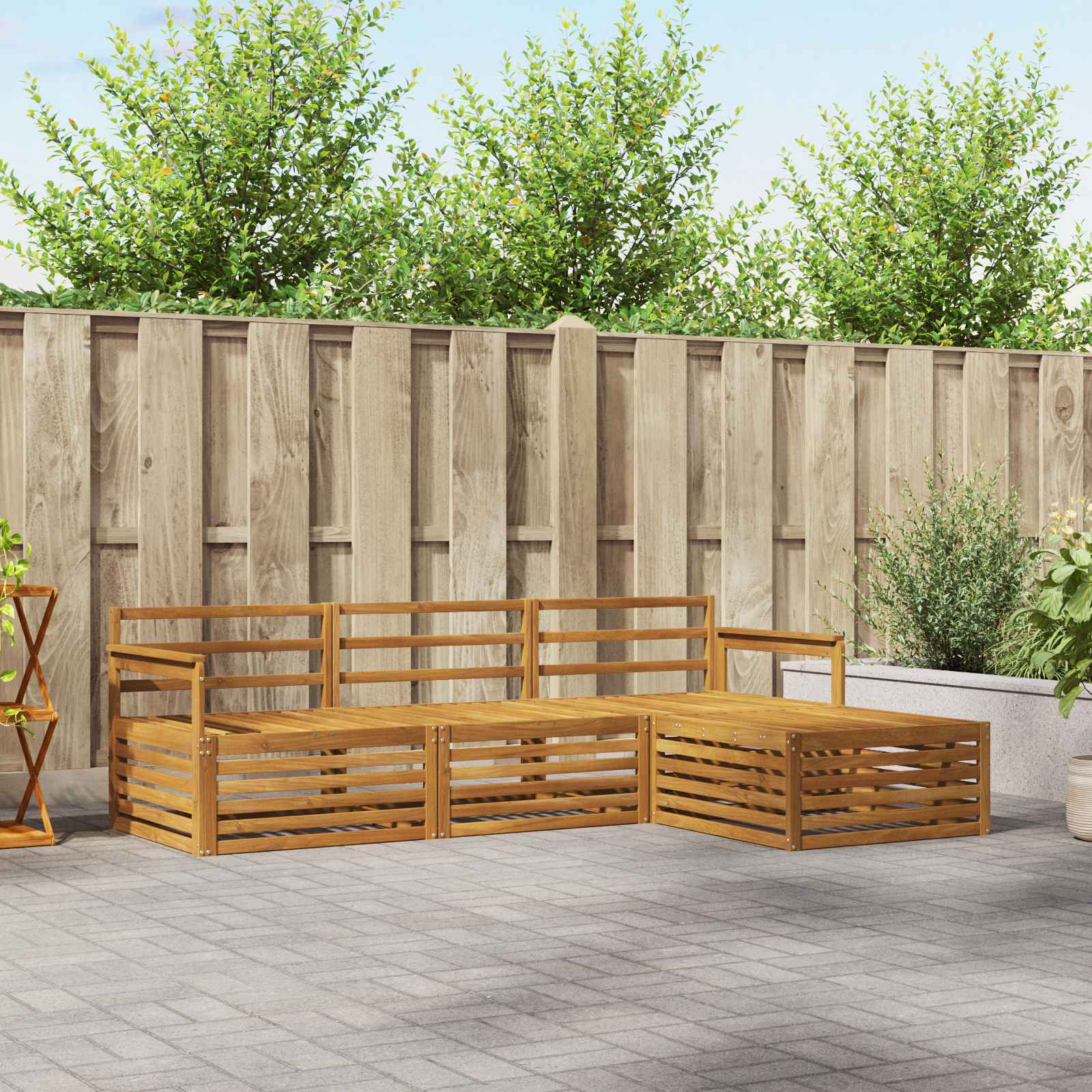 vidaXL Buiten bankenset 4 pcs Naturel