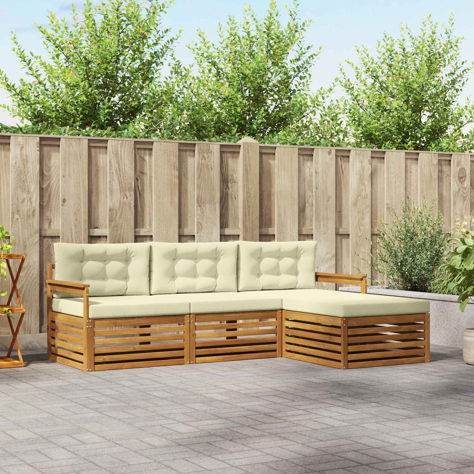 vidaXL Buiten bankenset 4 pcs Naturel
