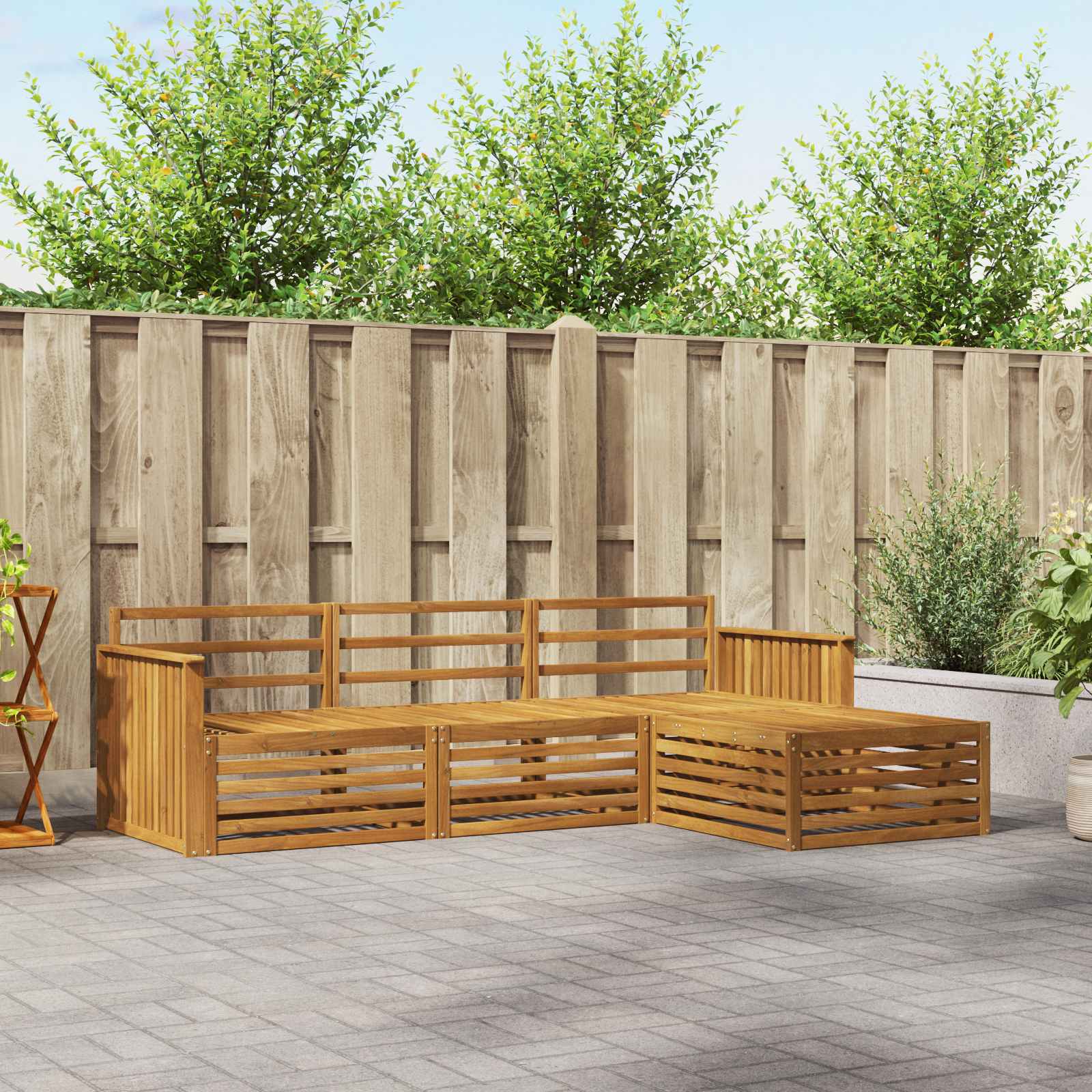 vidaXL Buiten bankenset 4 pcs Naturel