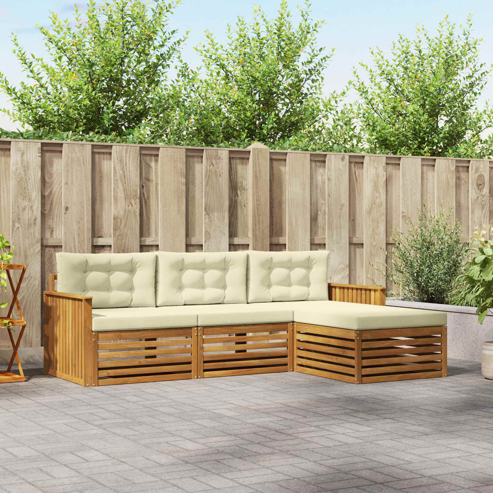 vidaXL Buiten bankenset 4 pcs Naturel