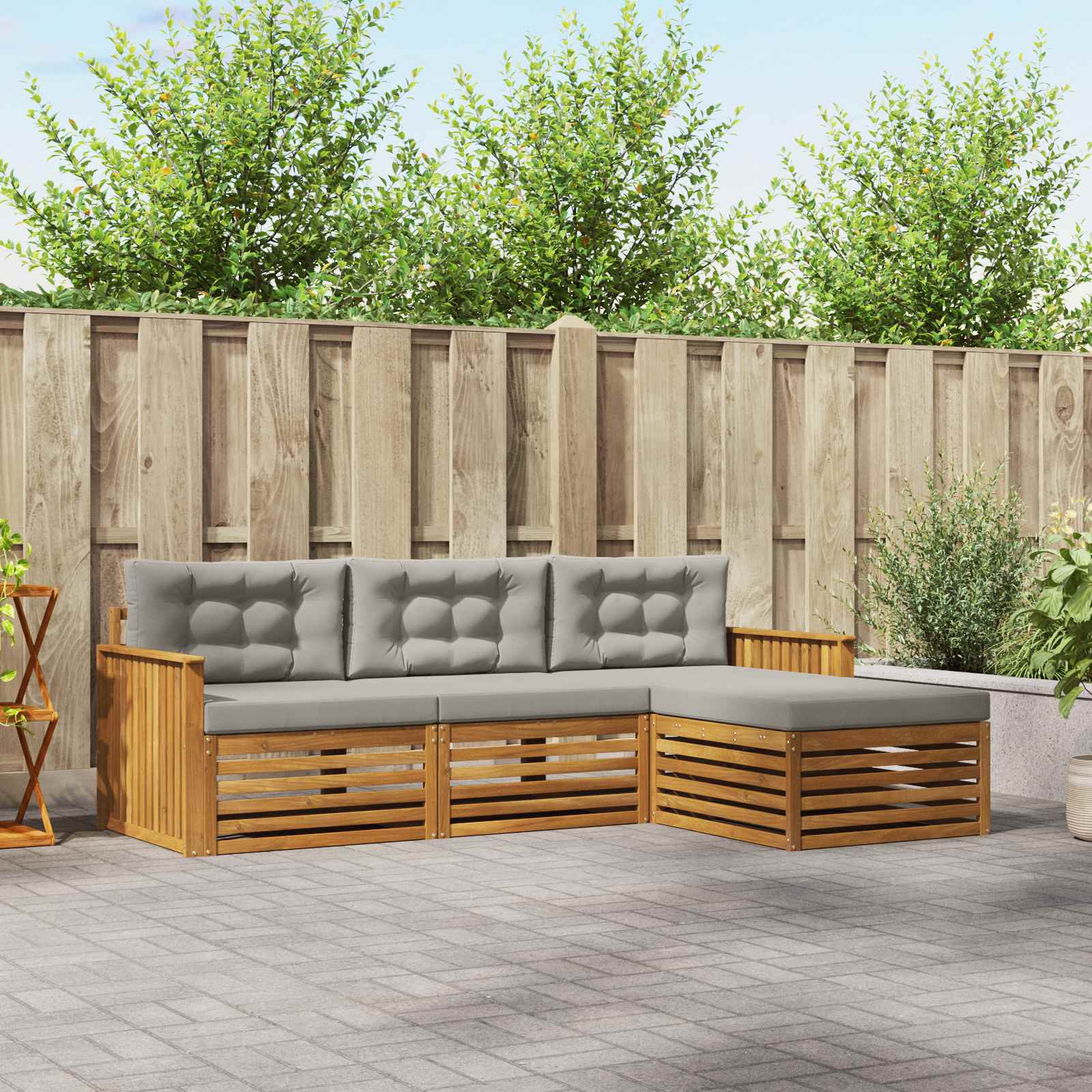vidaXL Buiten bankenset 4 pcs Naturel