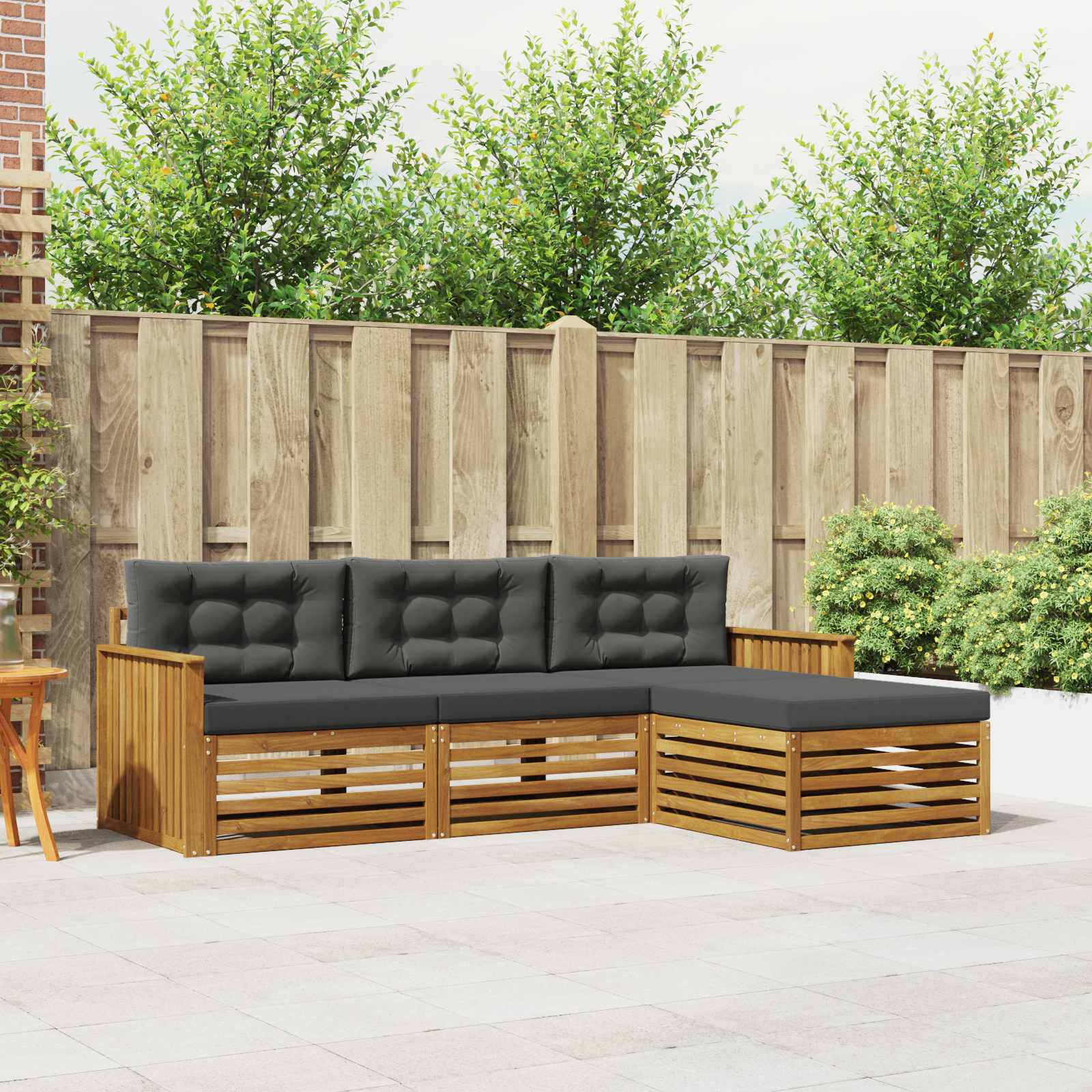 vidaXL Buiten bankenset 4 pcs Naturel