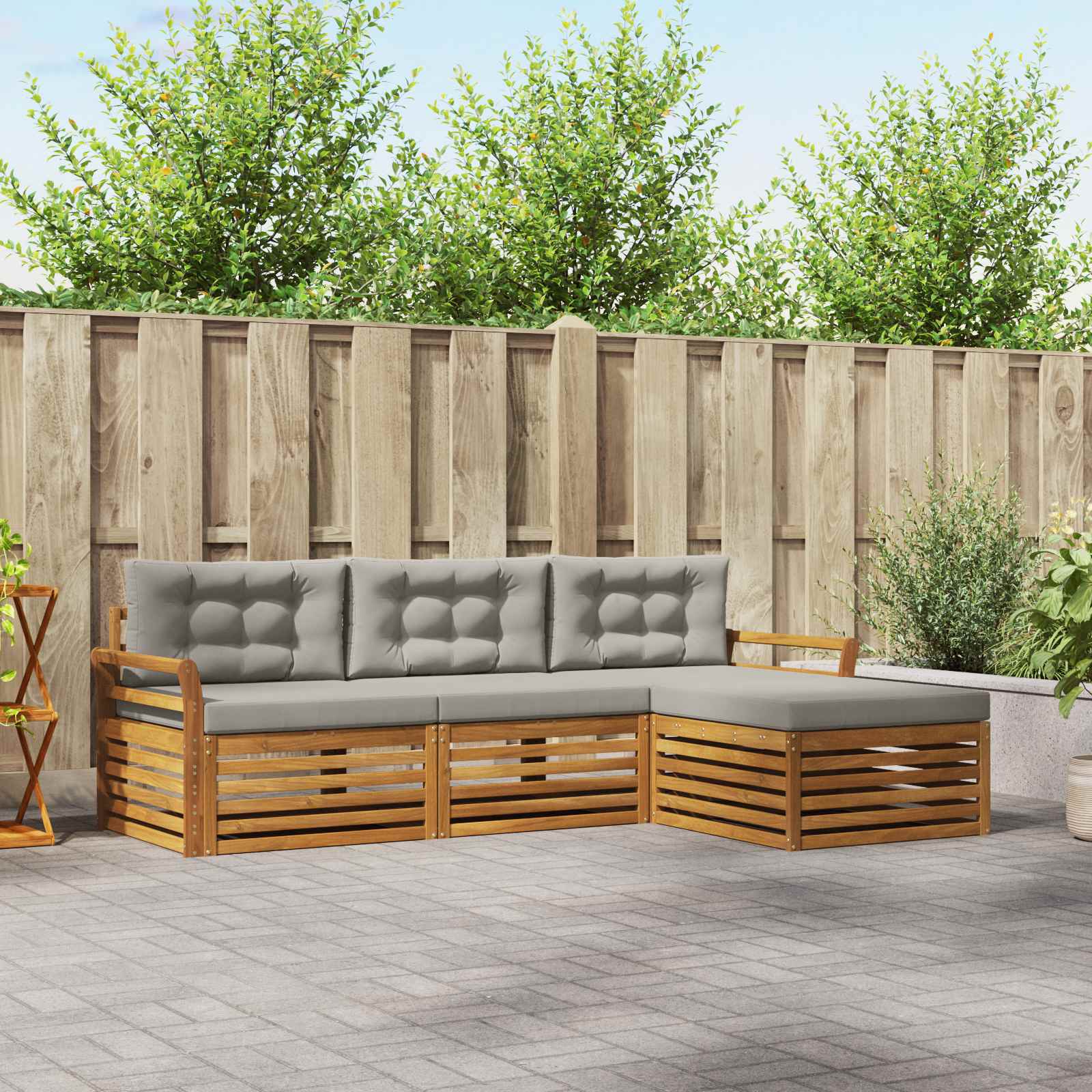 vidaXL Buiten bankenset 4 pcs Naturel