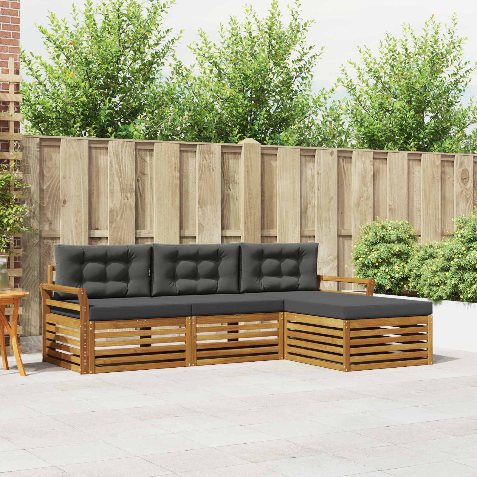 vidaXL Buiten bankenset 4 pcs Naturel