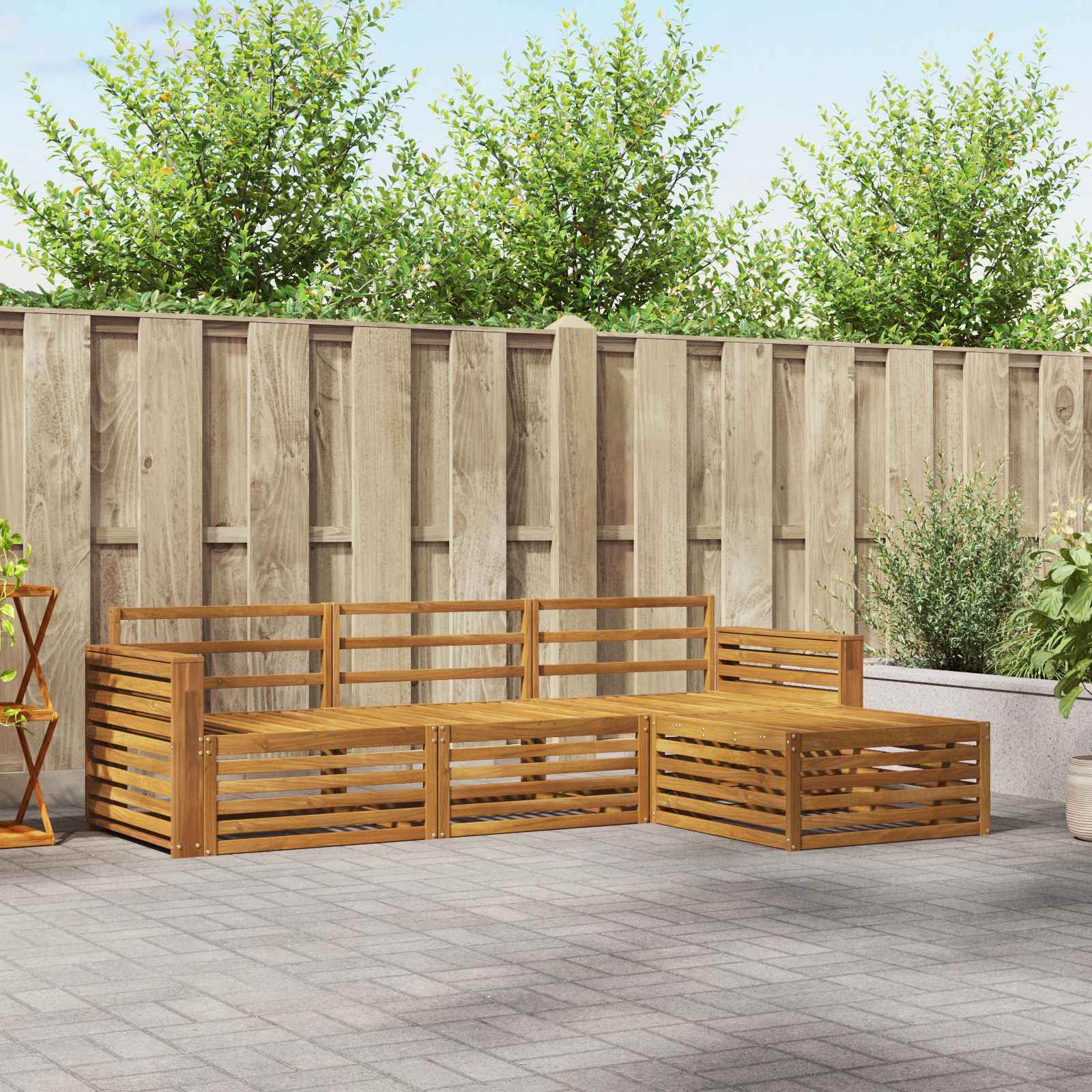 vidaXL Buiten bankenset 4 pcs Naturel