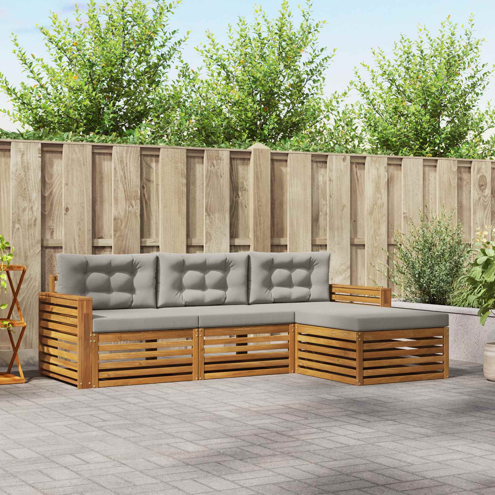 vidaXL Buiten bankenset 4 pcs Naturel
