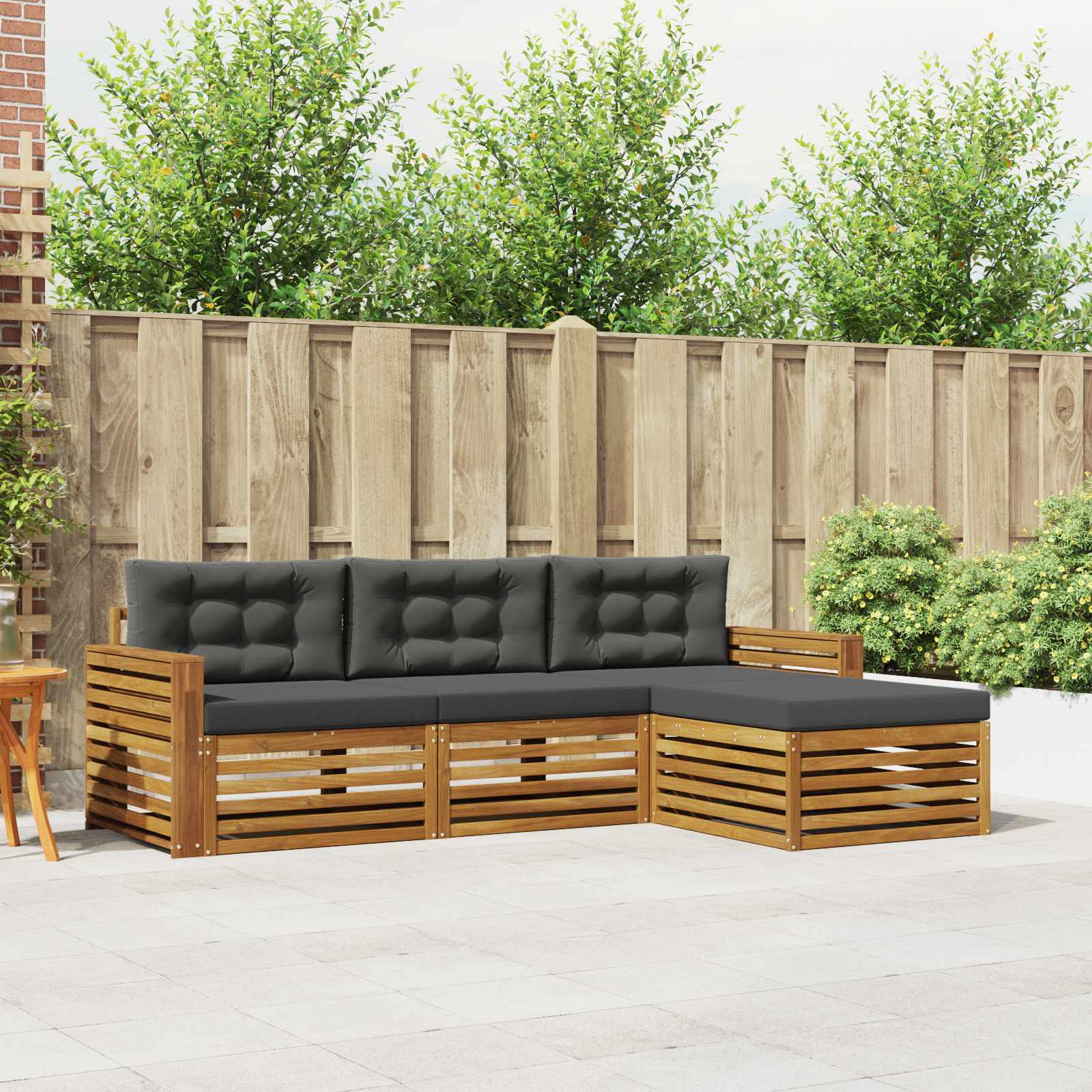 vidaXL Buiten bankenset 4 pcs Naturel