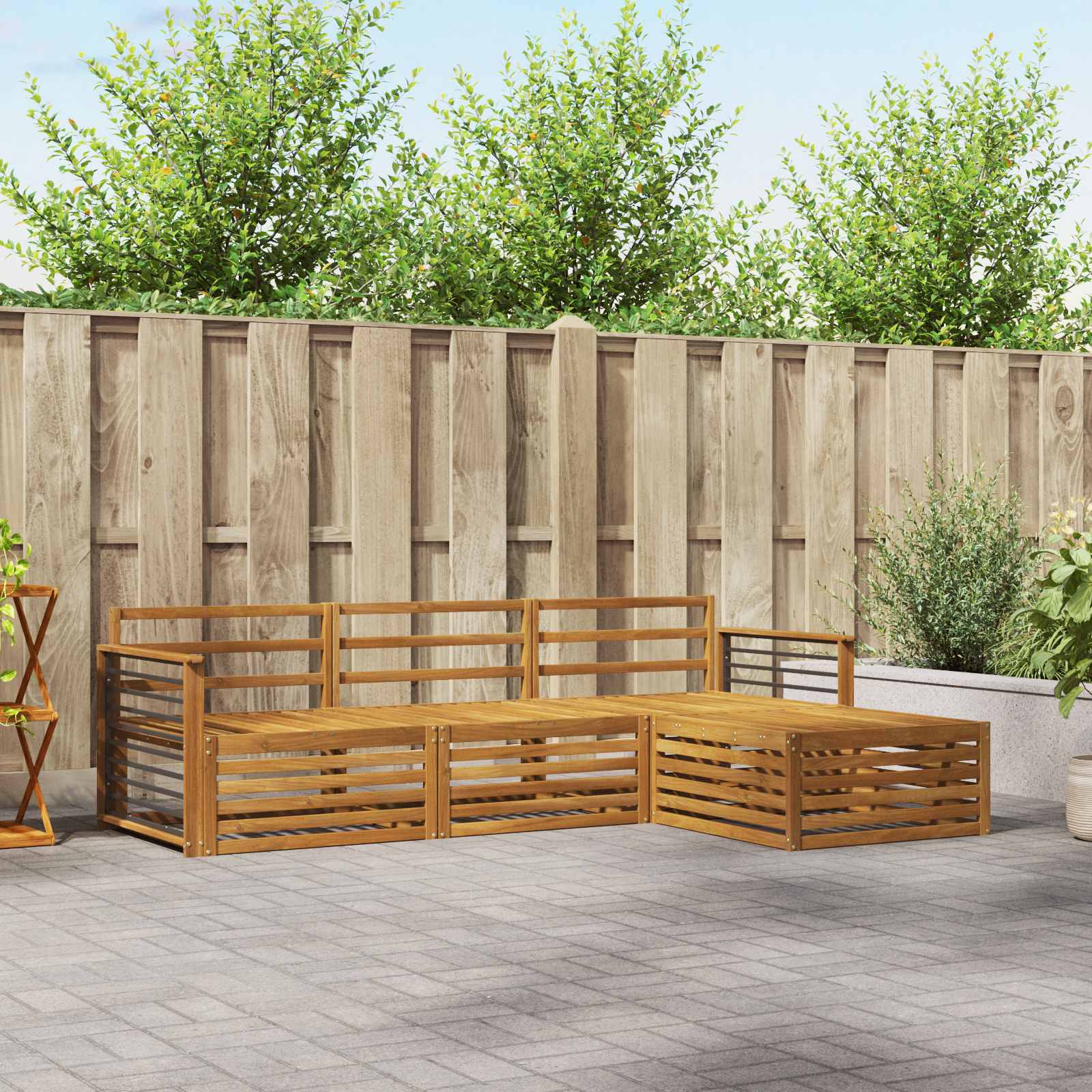 vidaXL Buiten bankenset 4 pcs Naturel