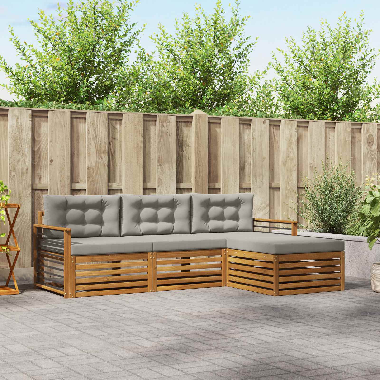 vidaXL Buiten bankenset 4 pcs Naturel