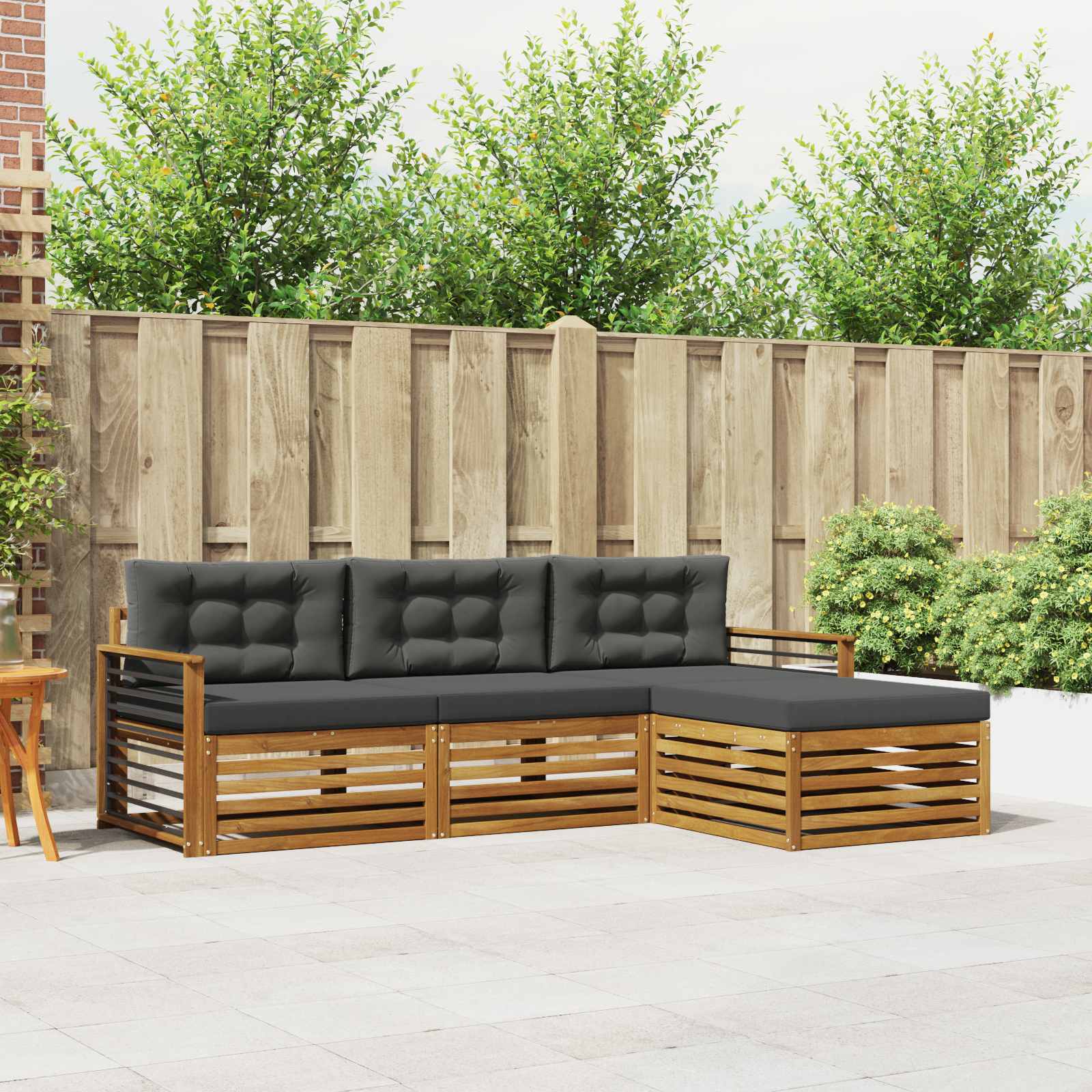 vidaXL Buiten bankenset 4 pcs Naturel