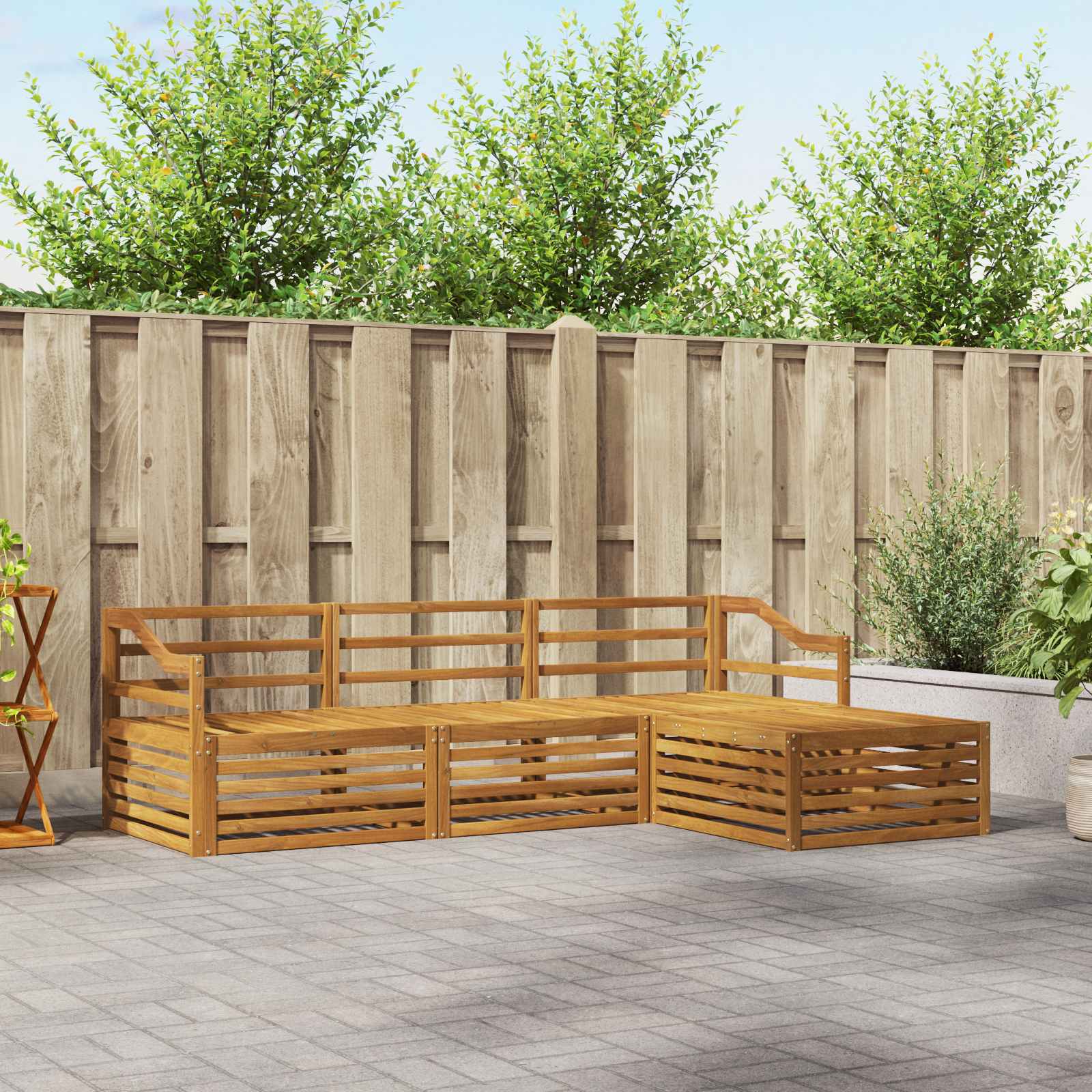 vidaXL Buiten bankenset 4 pcs Naturel