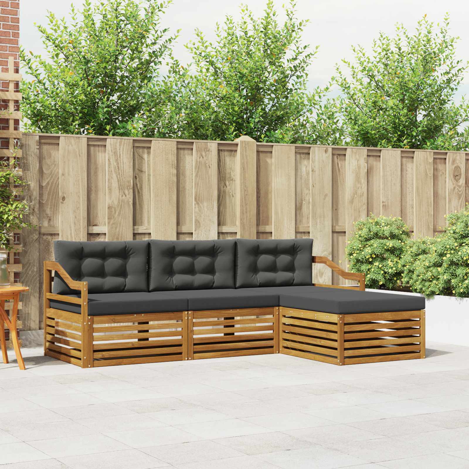 vidaXL Buiten bankenset 4 pcs Naturel