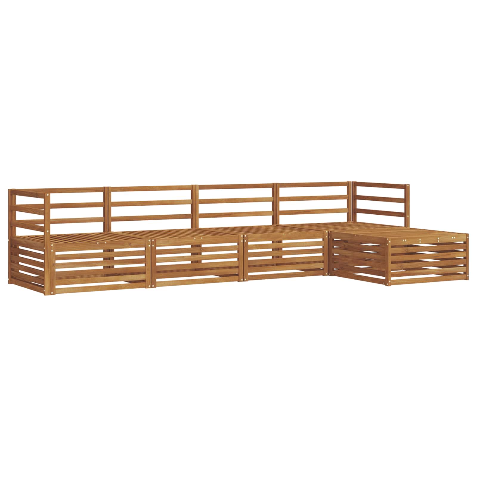 vidaXL Buiten bankenset 5 pcs Naturel