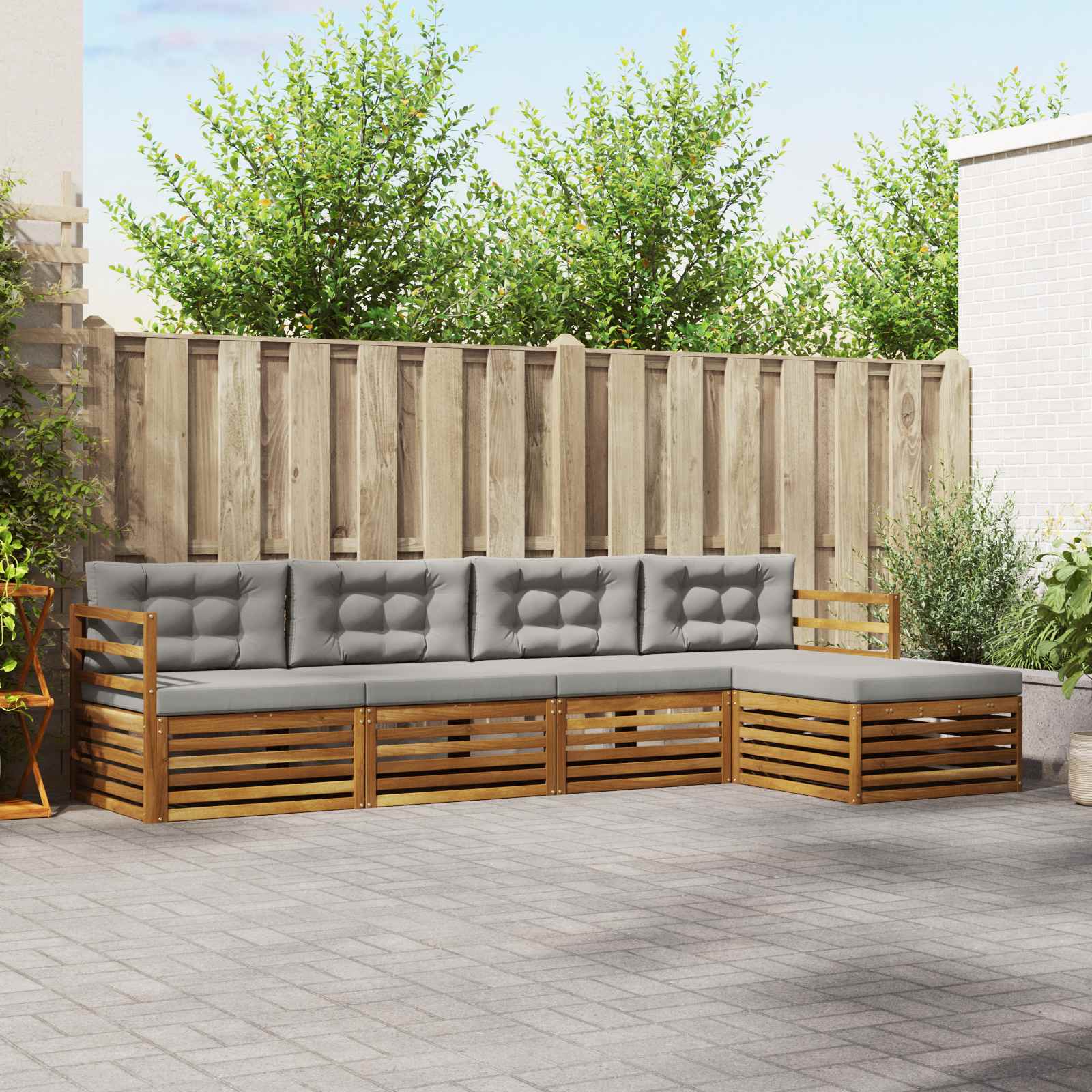 vidaXL Buiten bankenset 5 pcs Naturel