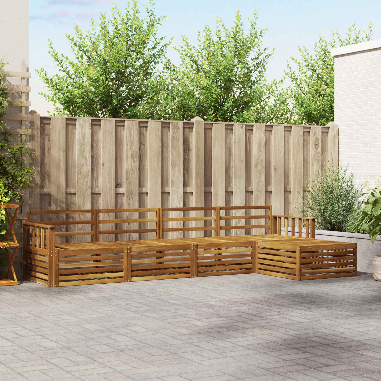 vidaXL Buiten bankenset 5 pcs Naturel