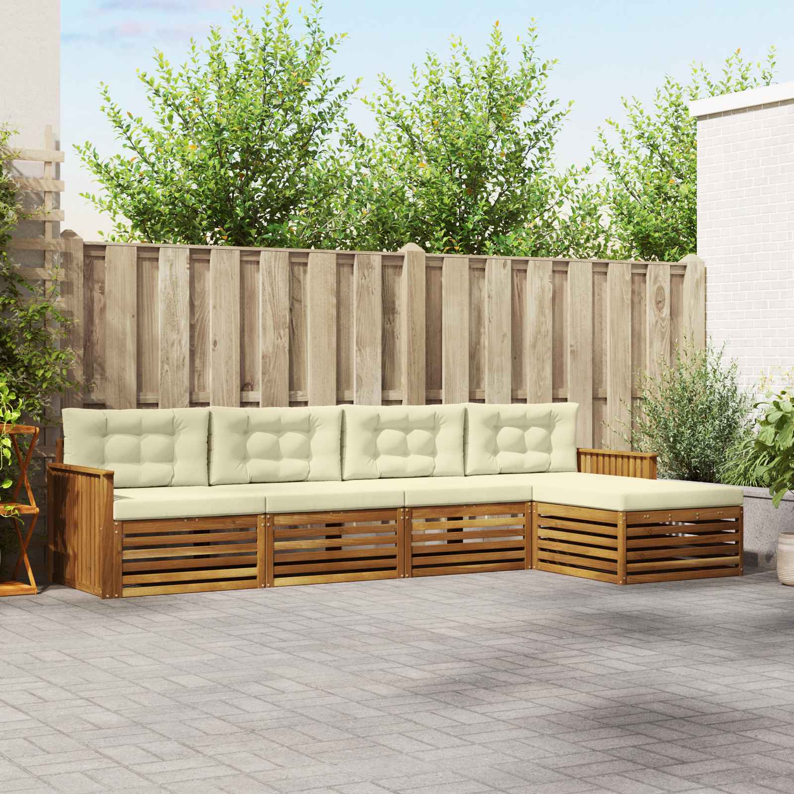 vidaXL Buiten bankenset 5 pcs Naturel
