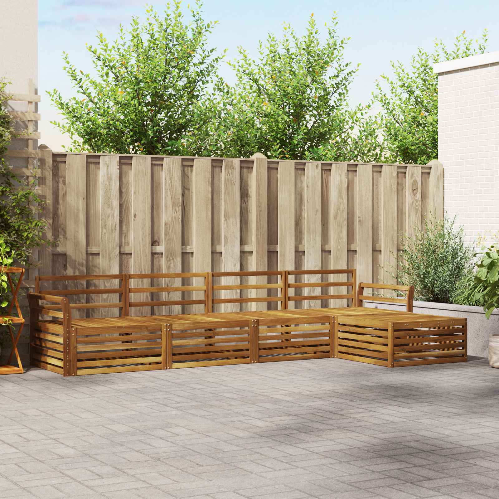 vidaXL Buiten bankenset 5 pcs Naturel