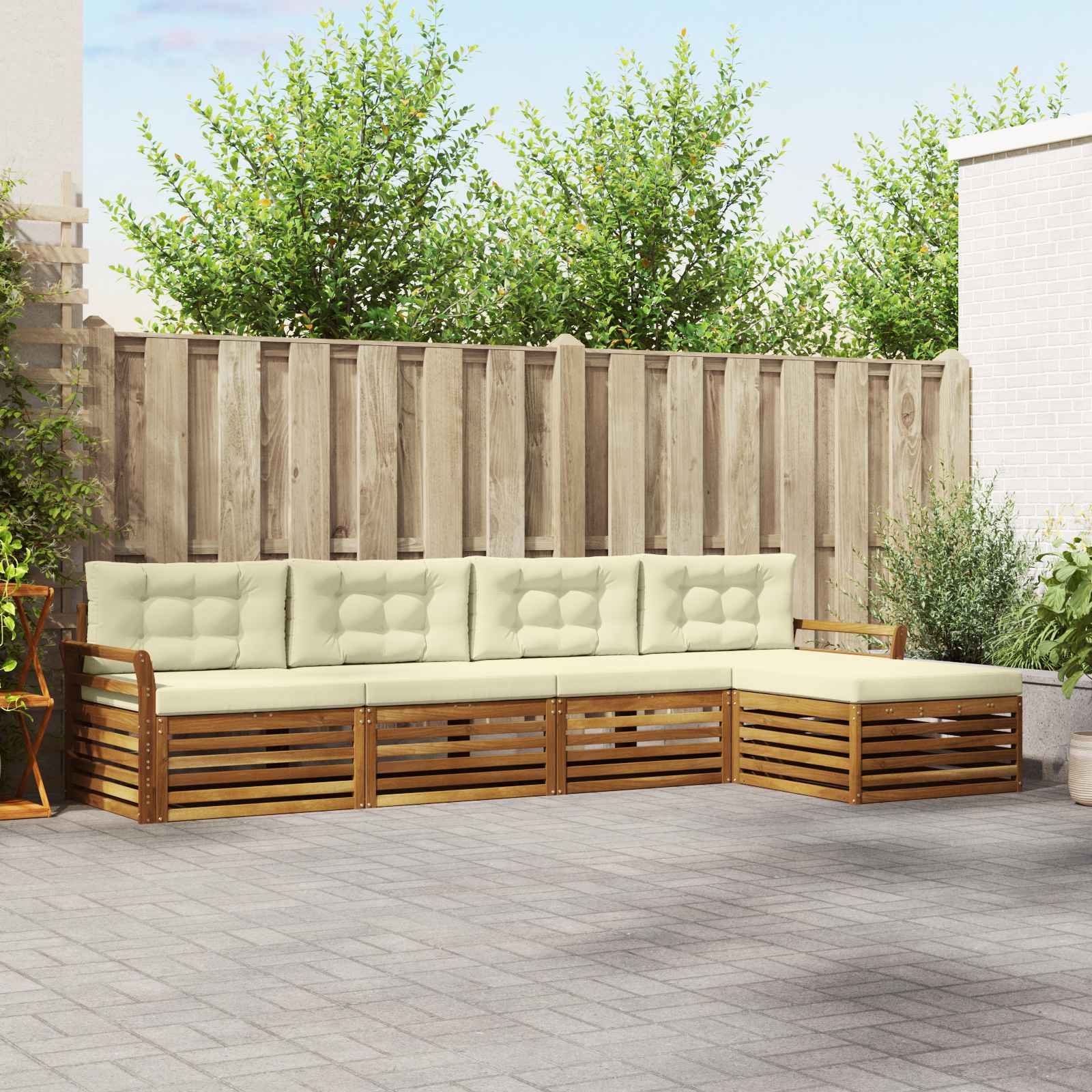 vidaXL Buiten bankenset 5 pcs Naturel