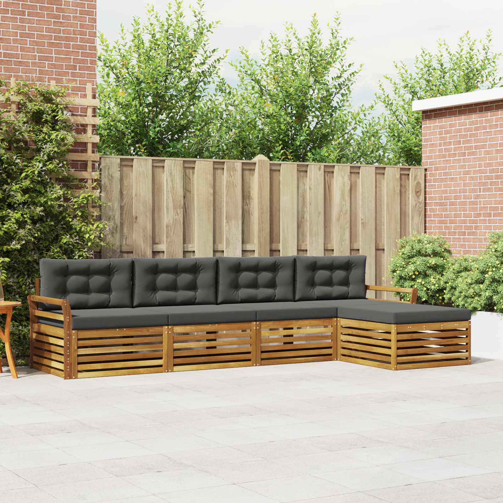 vidaXL Buiten bankenset 5 pcs Naturel
