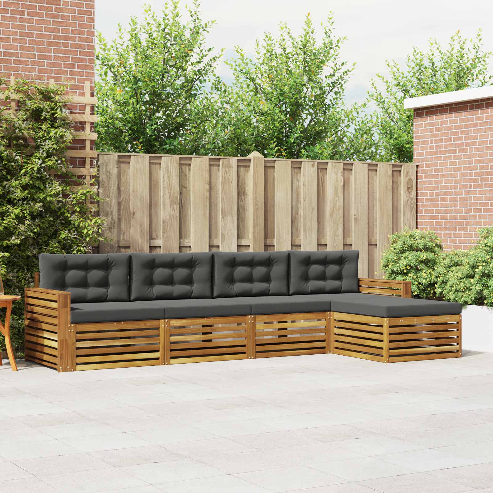 vidaXL Buiten bankenset 5 pcs Naturel