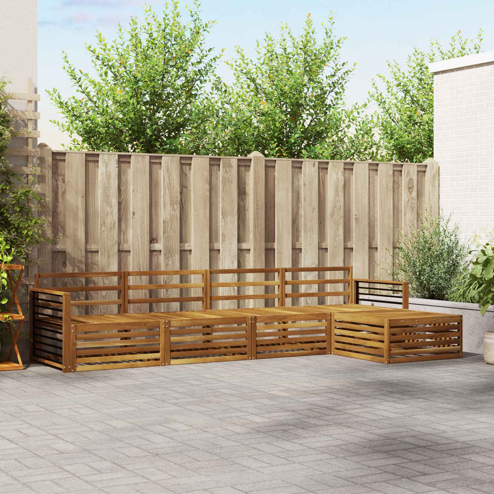 vidaXL Buiten bankenset 5 pcs Naturel