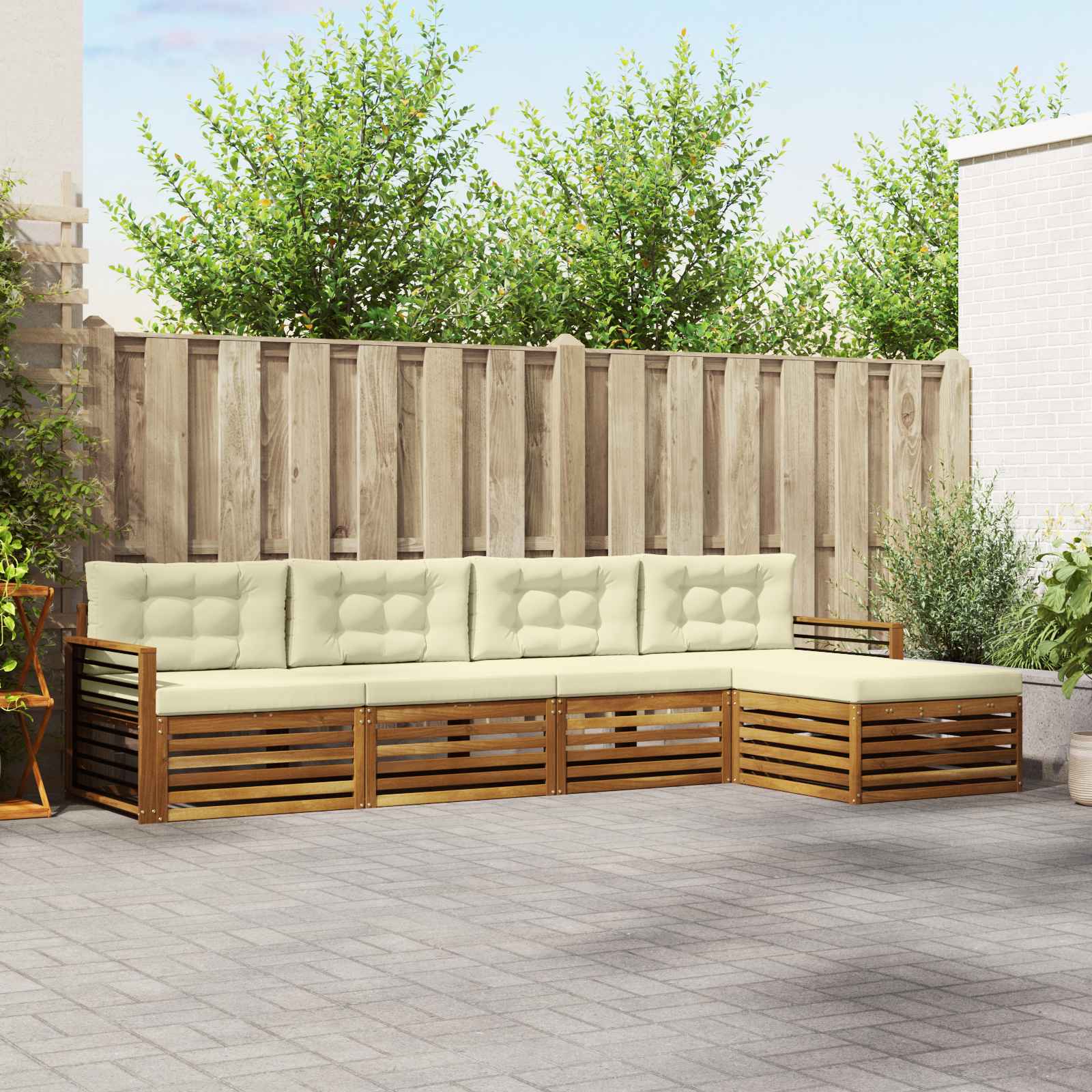 vidaXL Buiten bankenset 5 pcs Naturel