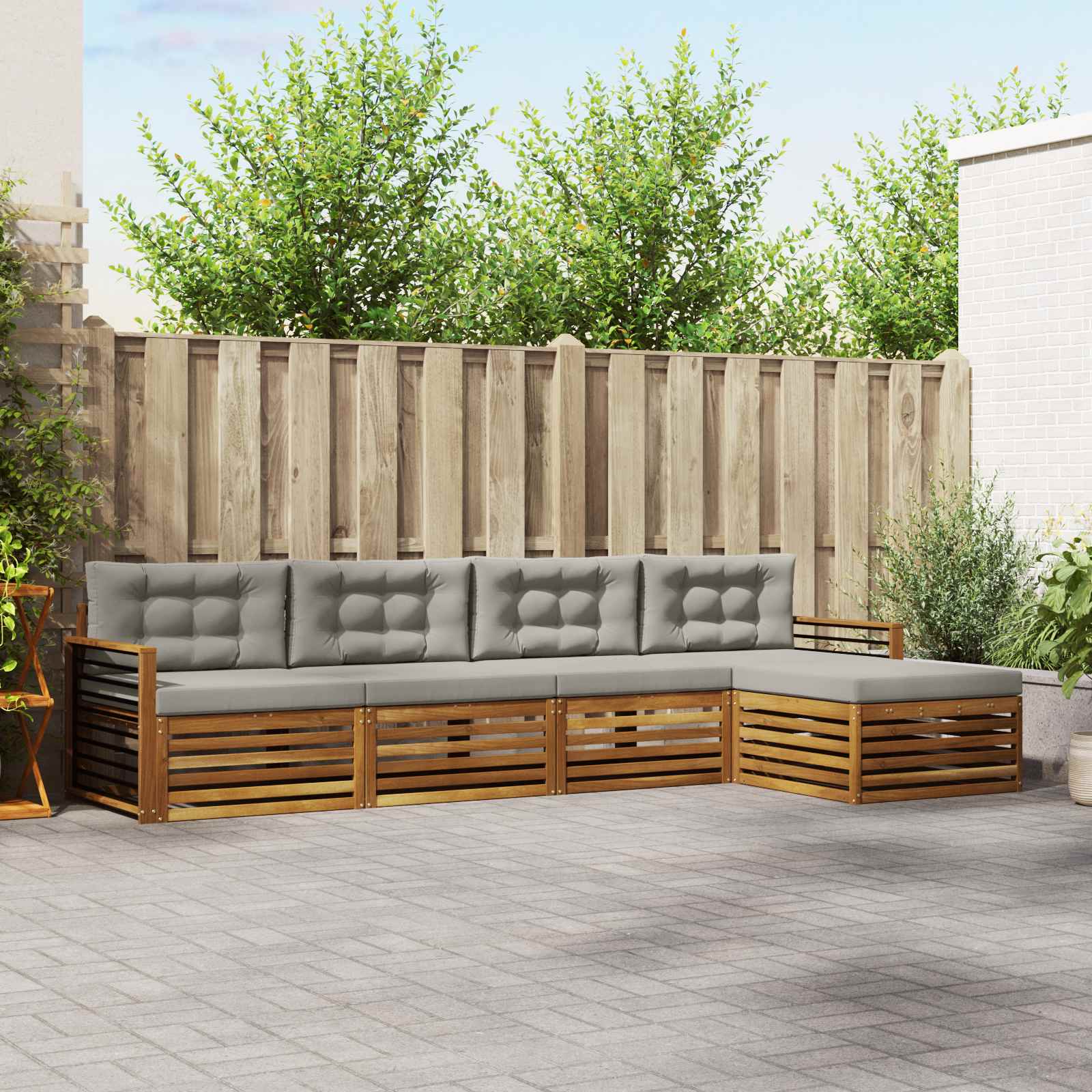 vidaXL Buiten bankenset 5 pcs Naturel