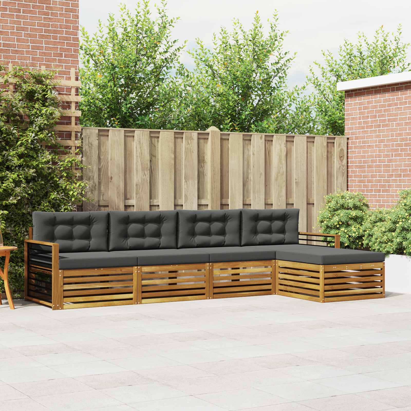 vidaXL Buiten bankenset 5 pcs Naturel