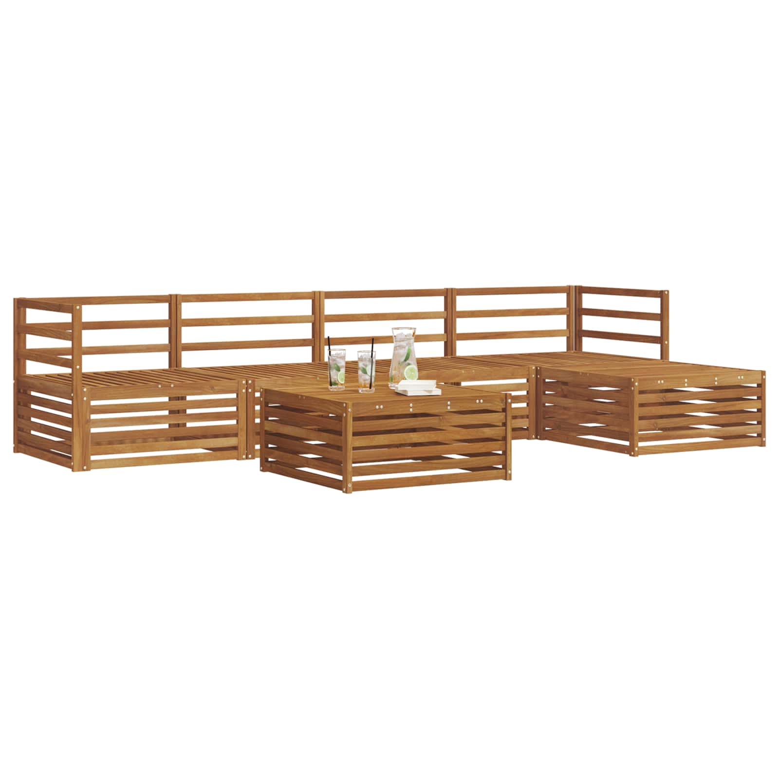 vidaXL Buiten bankenset 6 pcs Naturel