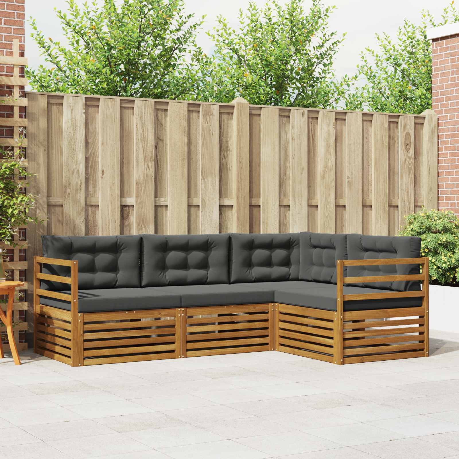 vidaXL Buiten bankenset 4 pcs Naturel