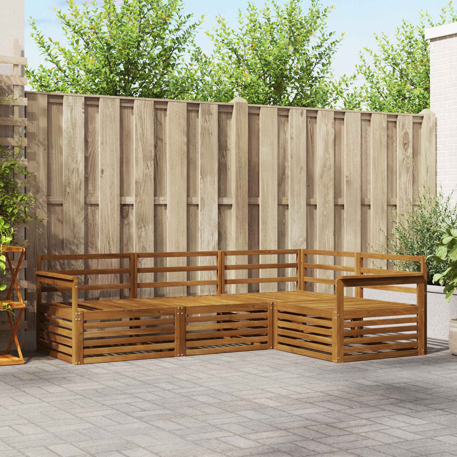 vidaXL Buiten bankenset 4 pcs Naturel
