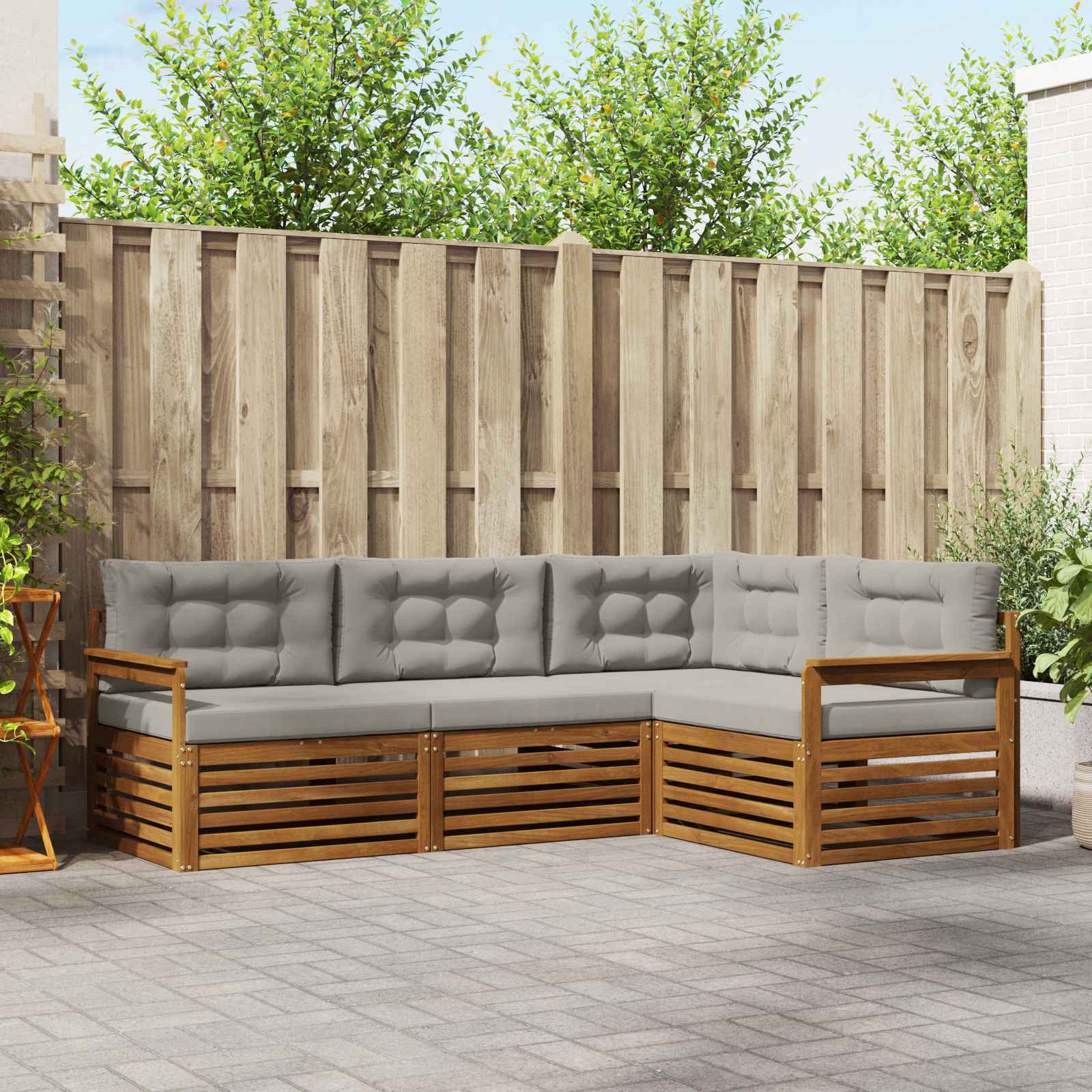 vidaXL Buiten bankenset 4 pcs Naturel