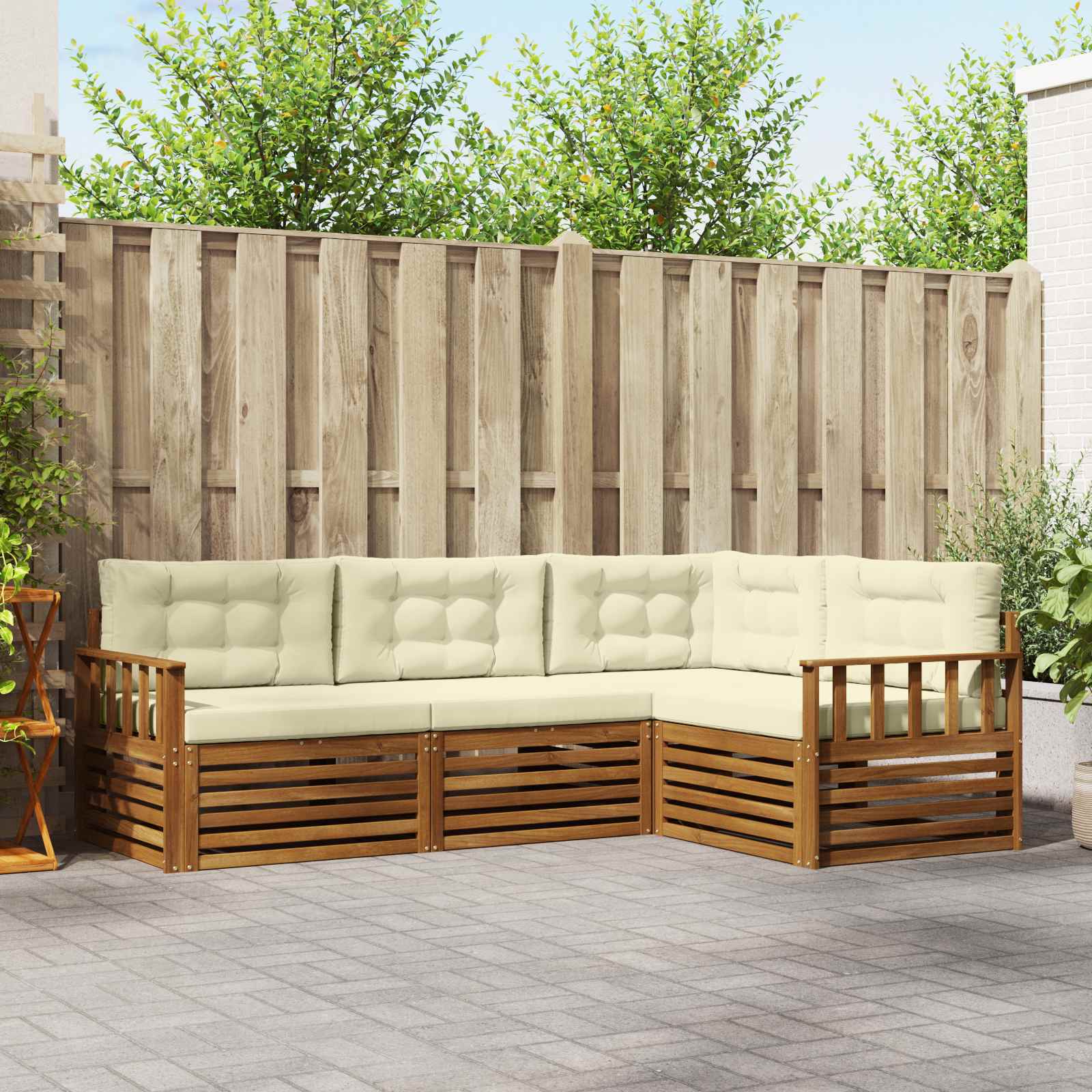 vidaXL Buiten bankenset 4 pcs Naturel