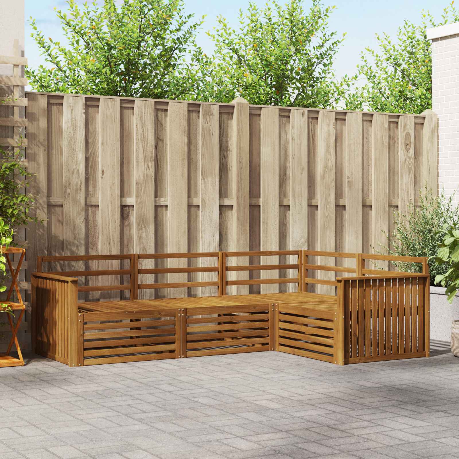 vidaXL Buiten bankenset 4 pcs Naturel
